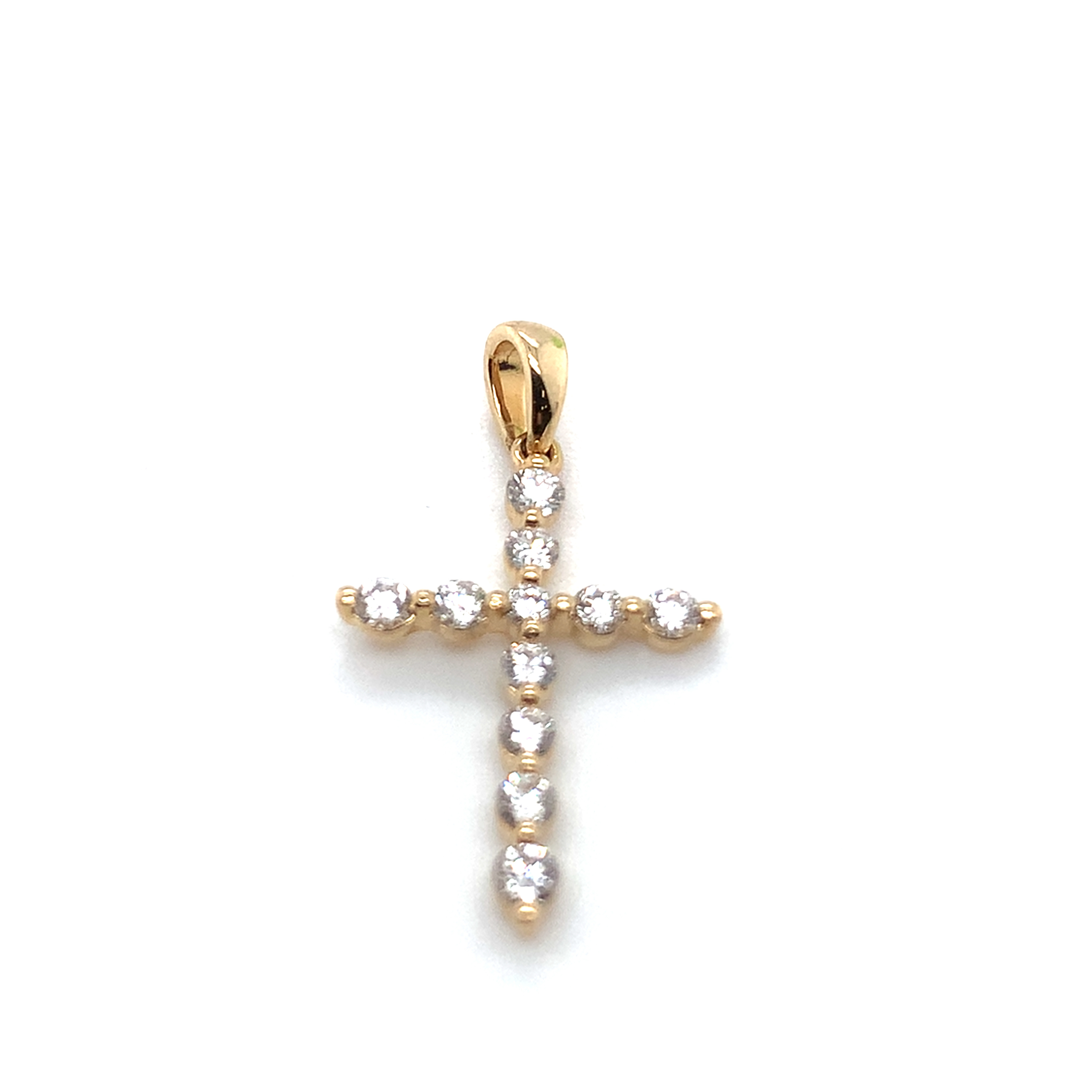 14K Yellow Gold Diamond Cross Pendant