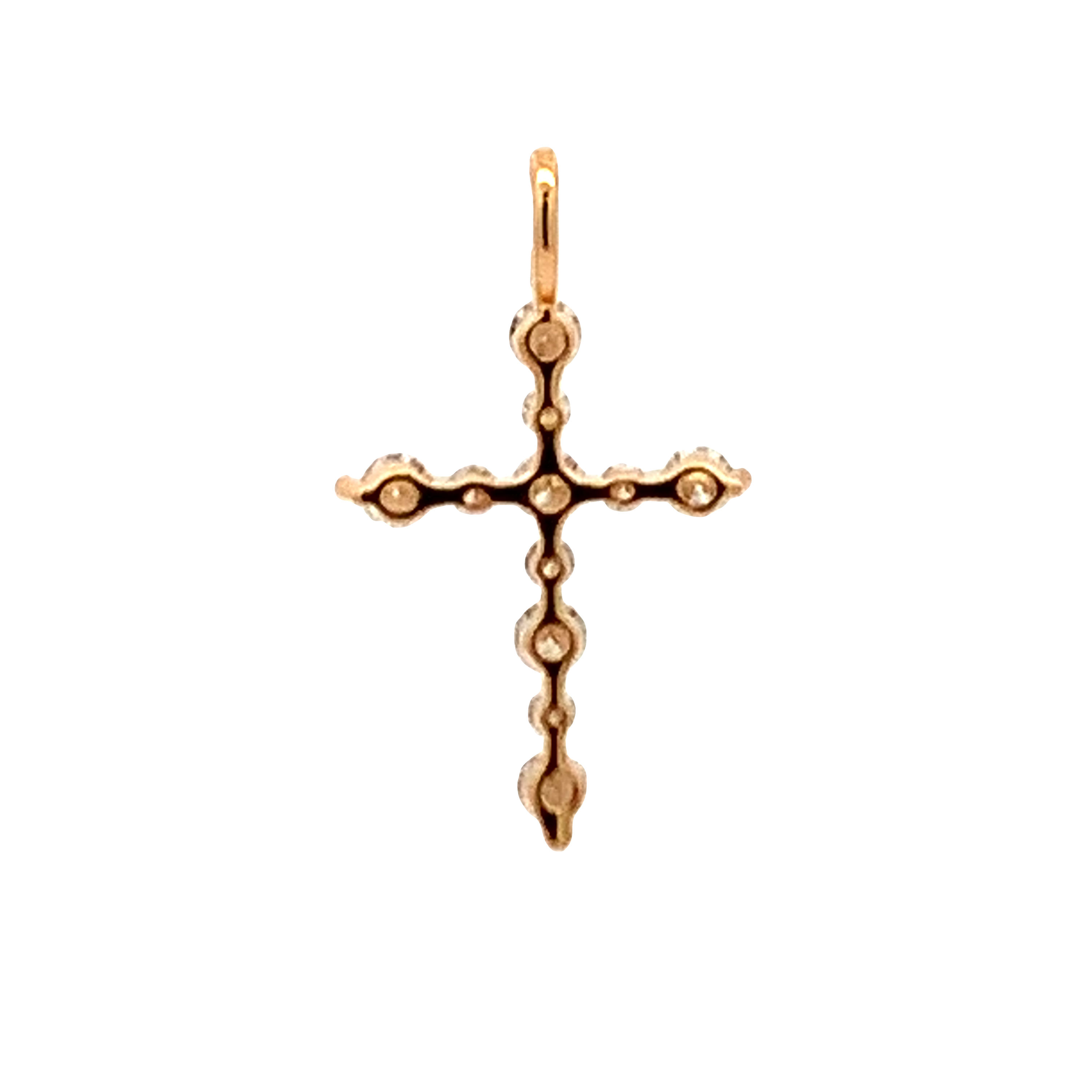 18K Yellow Gold Diamond Cross Pendant
