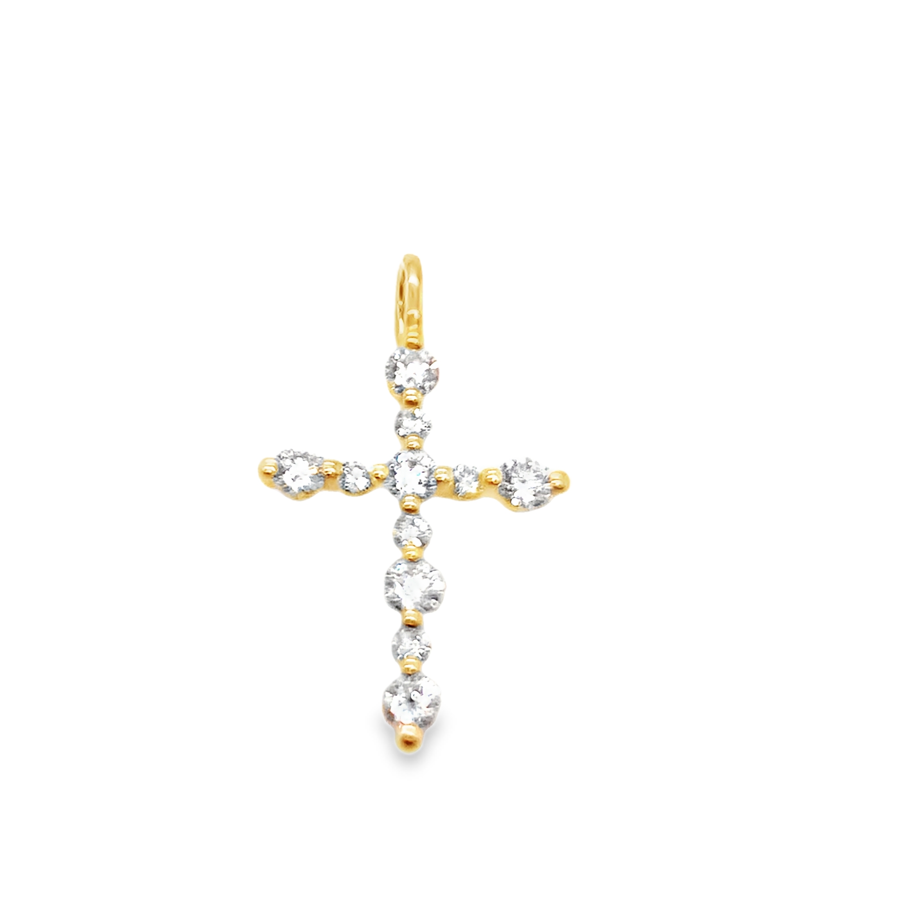 18K Yellow Gold Diamond Cross Pendant