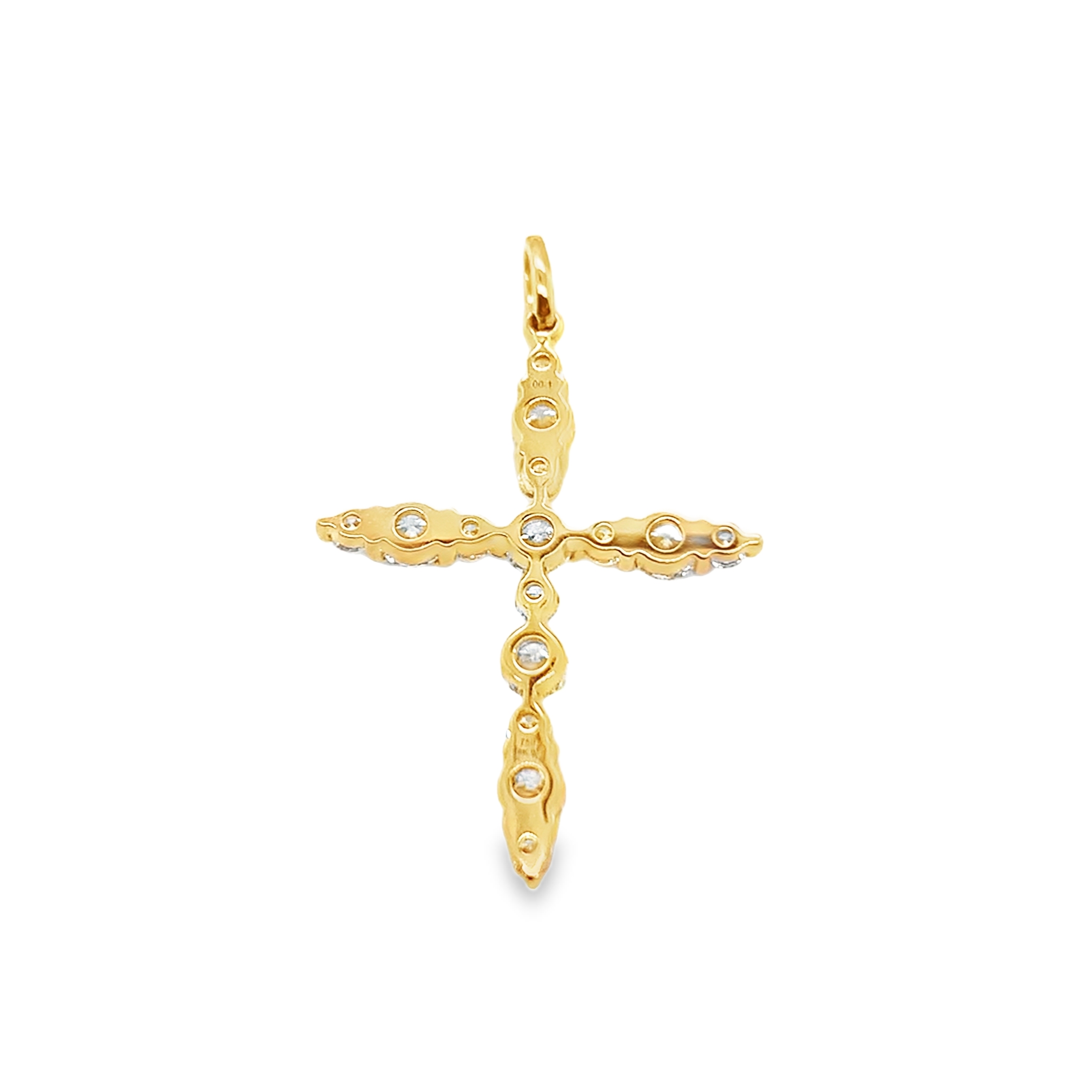18K Yellow Gold Diamond Cross Pendant