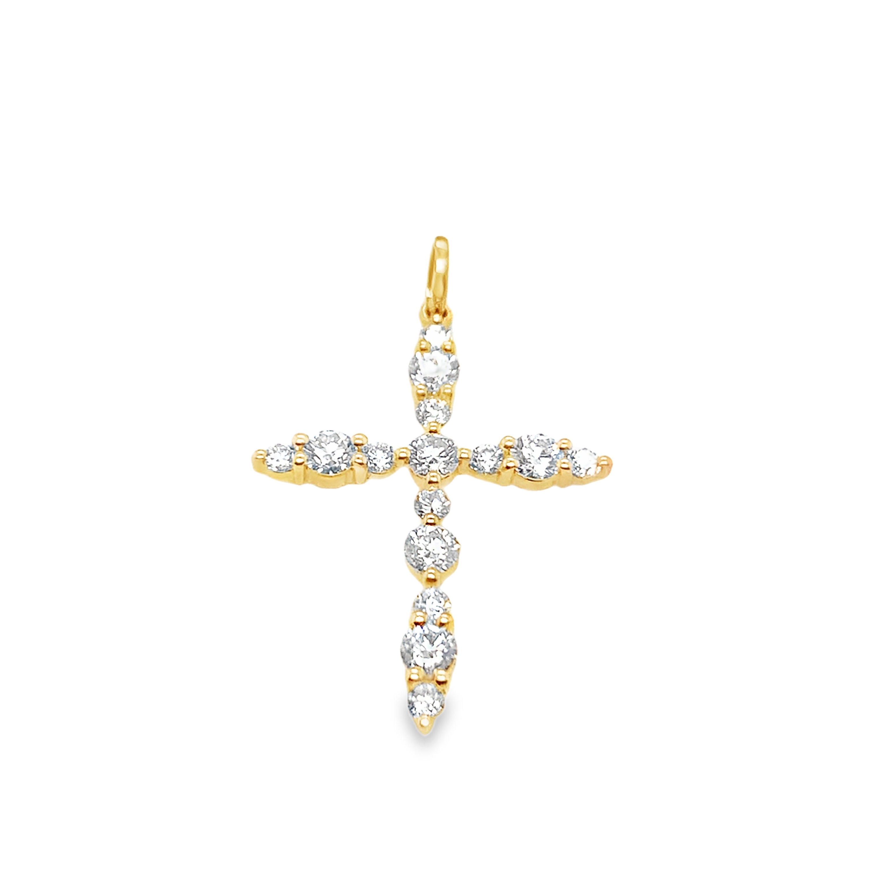 18K Yellow Gold Diamond Cross Pendant