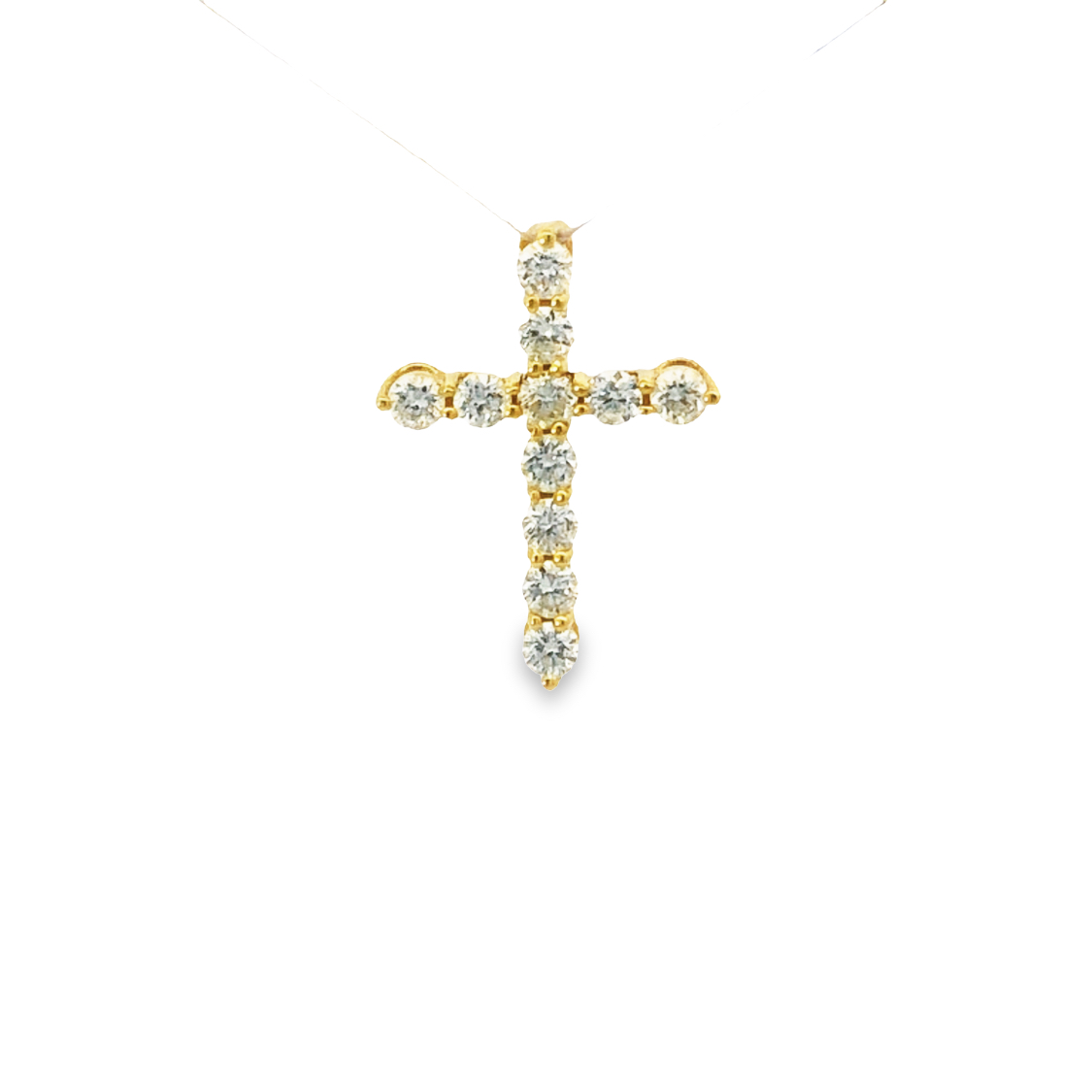 18K Yellow Gold Diamond Cross Pendant