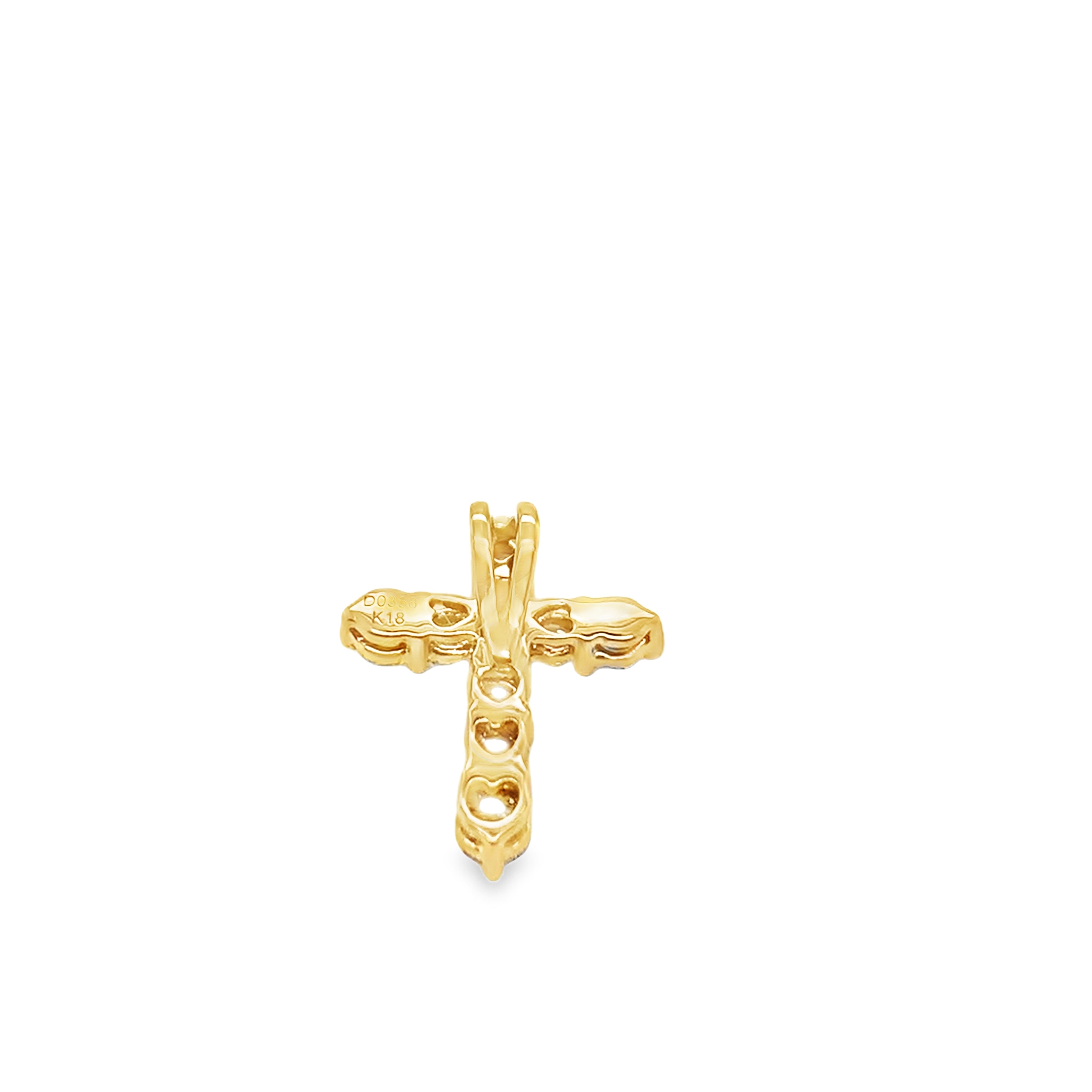 18K Yellow Gold Diamond Cross Pendant