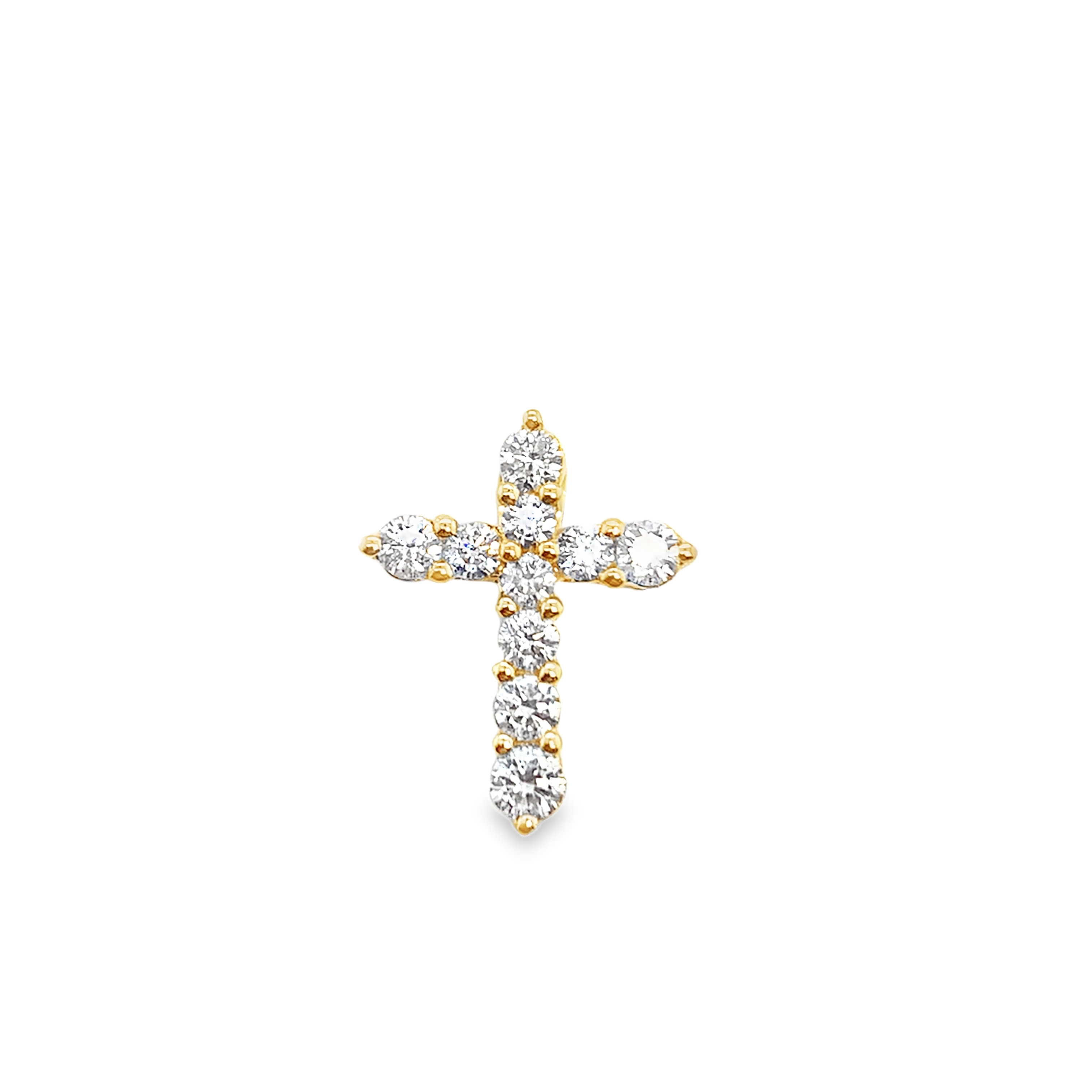 18K Yellow Gold Diamond Cross Pendant