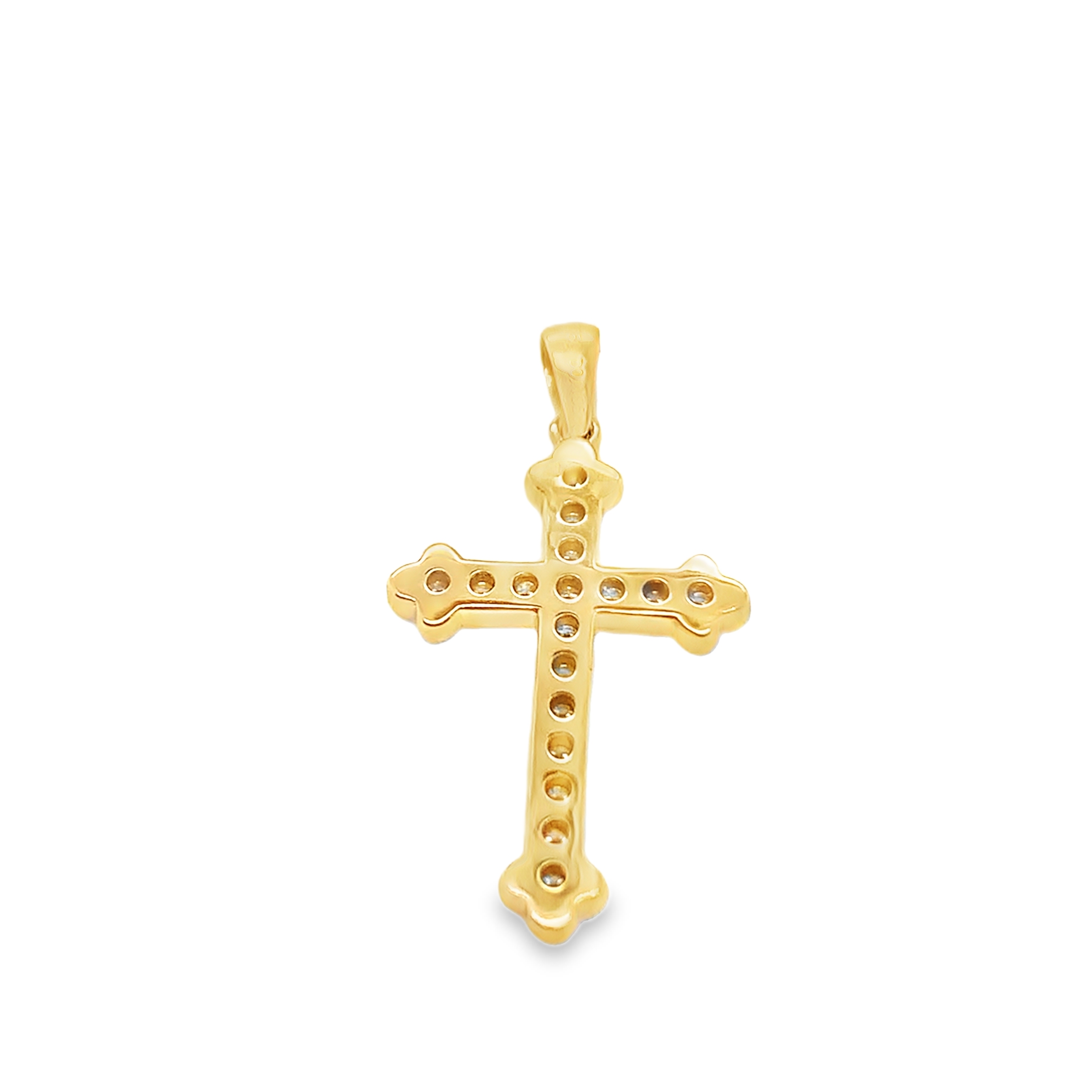 18 Karat Yellow Gold Diamond Cross Pendant