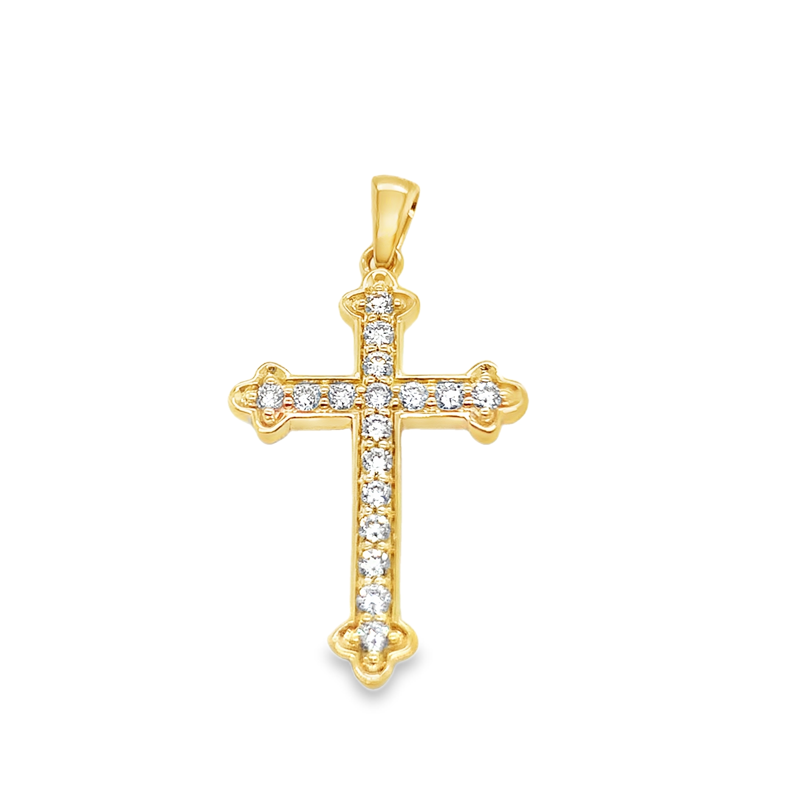 18 Karat Yellow Gold Diamond Cross Pendant