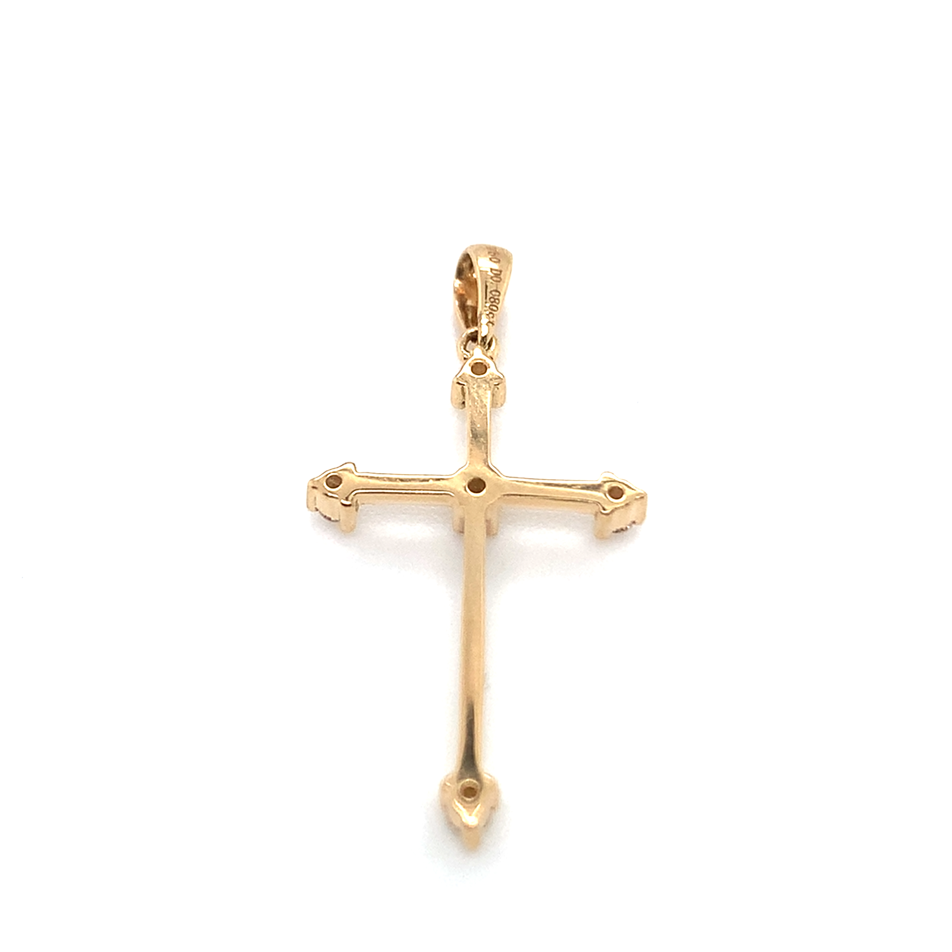 18K Yellow Gold Diamond Cross Pendant