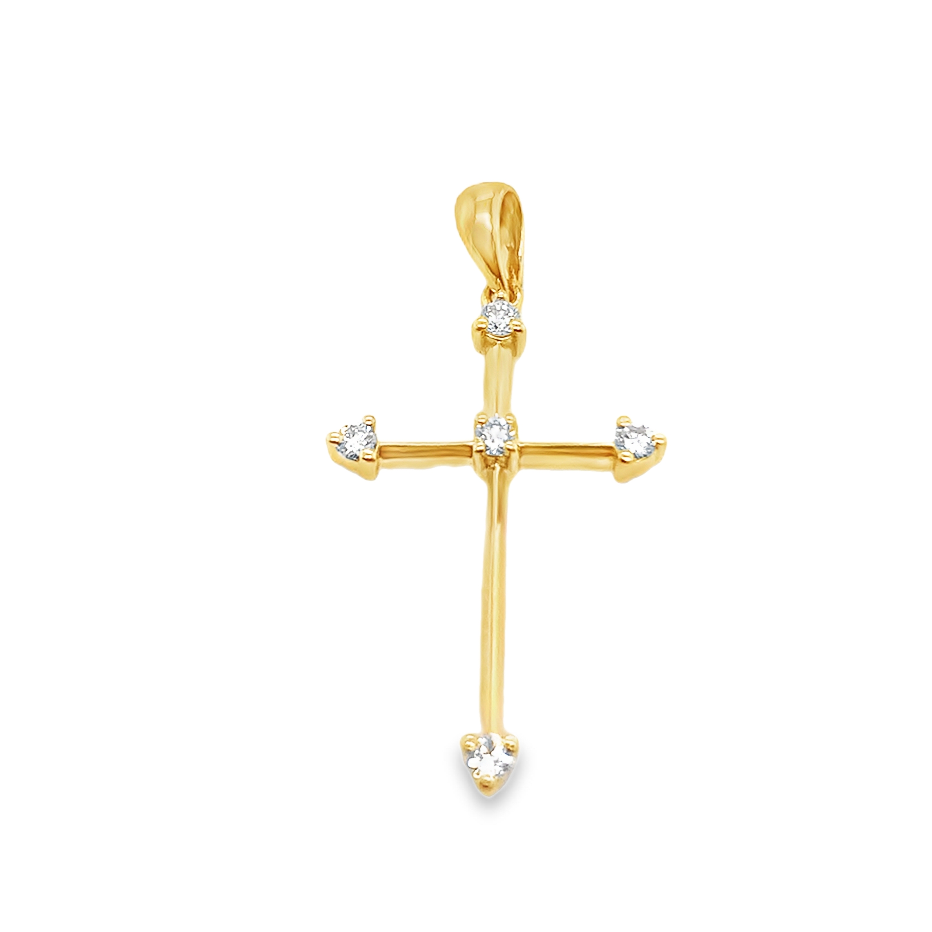 18K Yellow Gold Diamond Cross Pendant