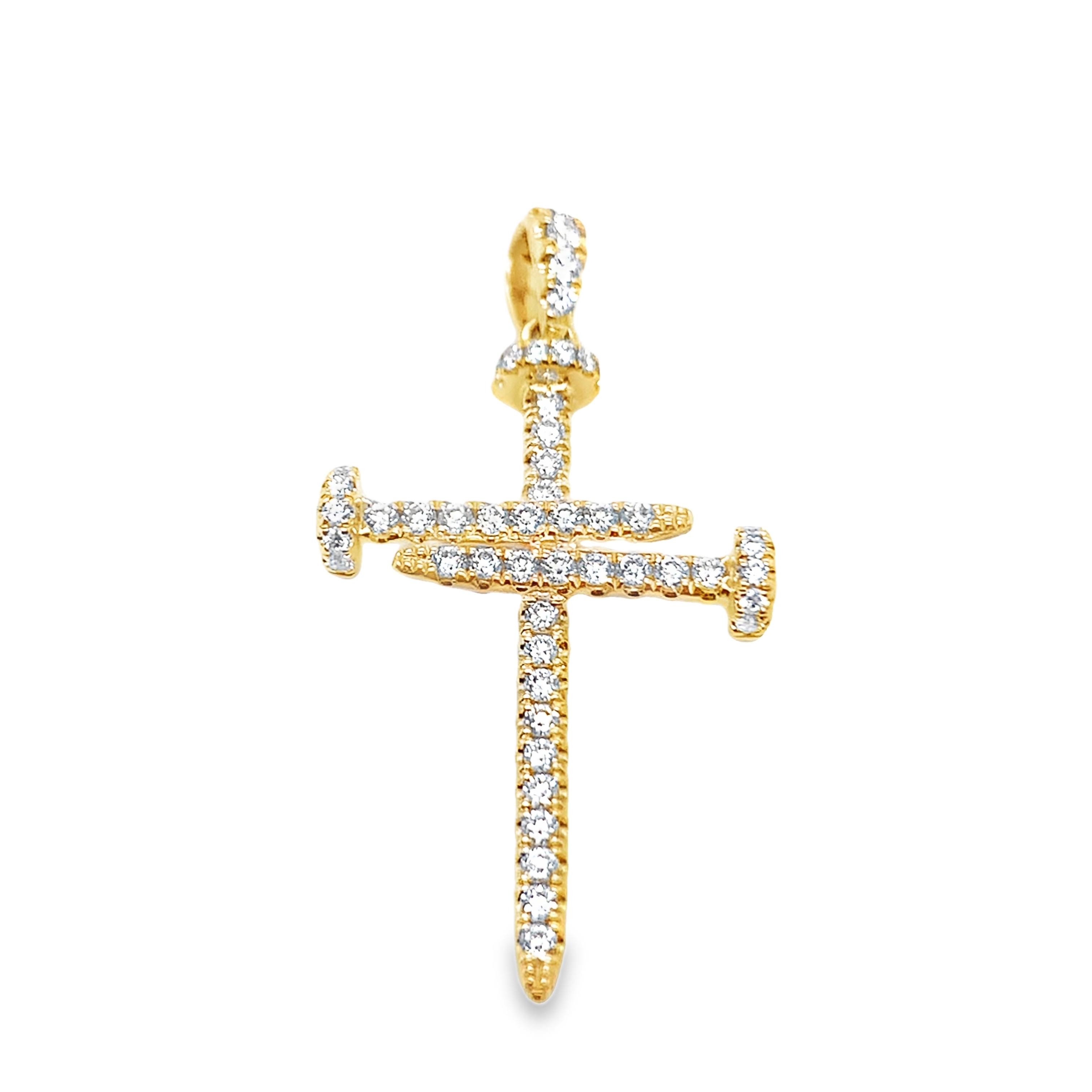 18K Yellow Gold Diamond Cross Pendant