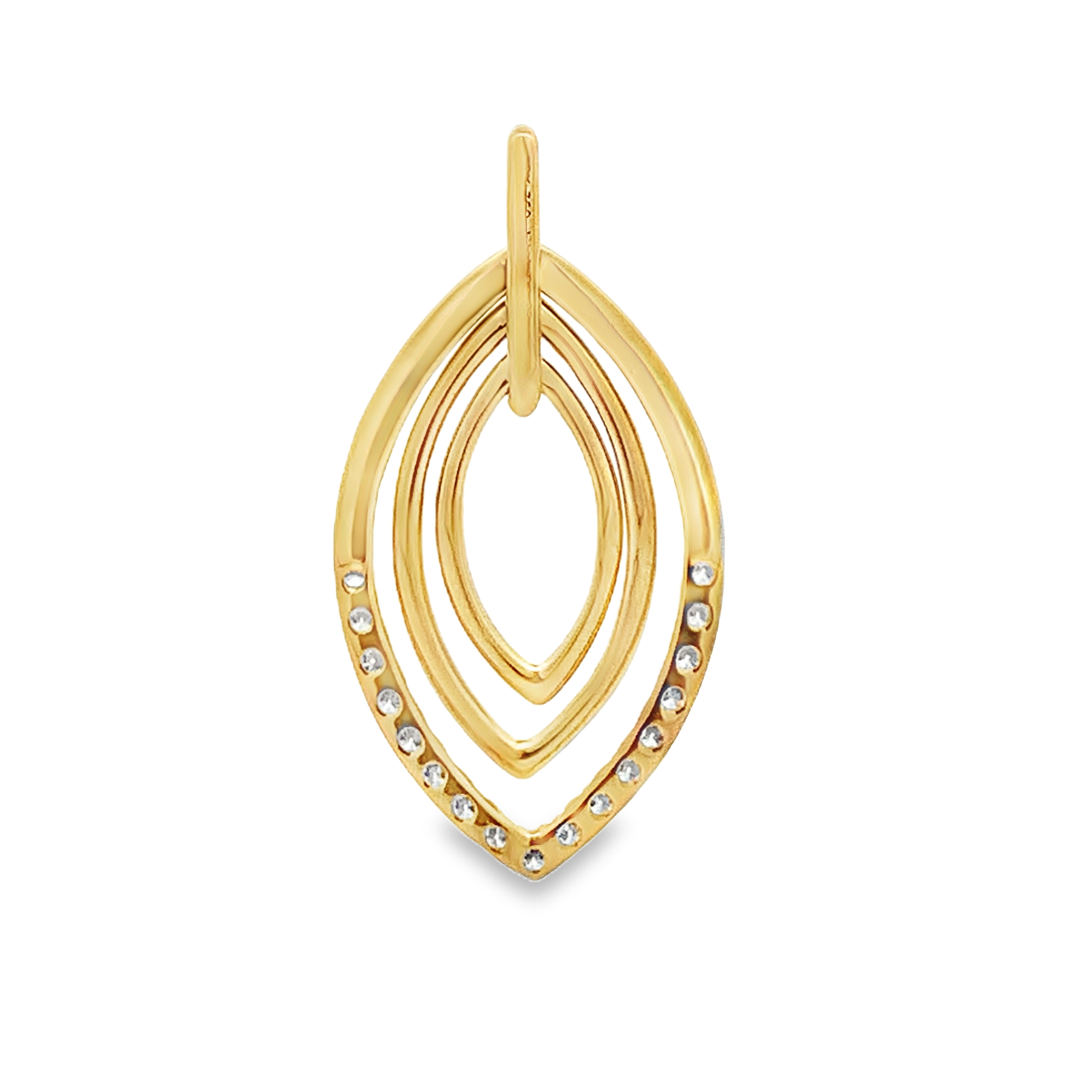 18K Yellow Gold Diamond Marquise-Shaped Pendant