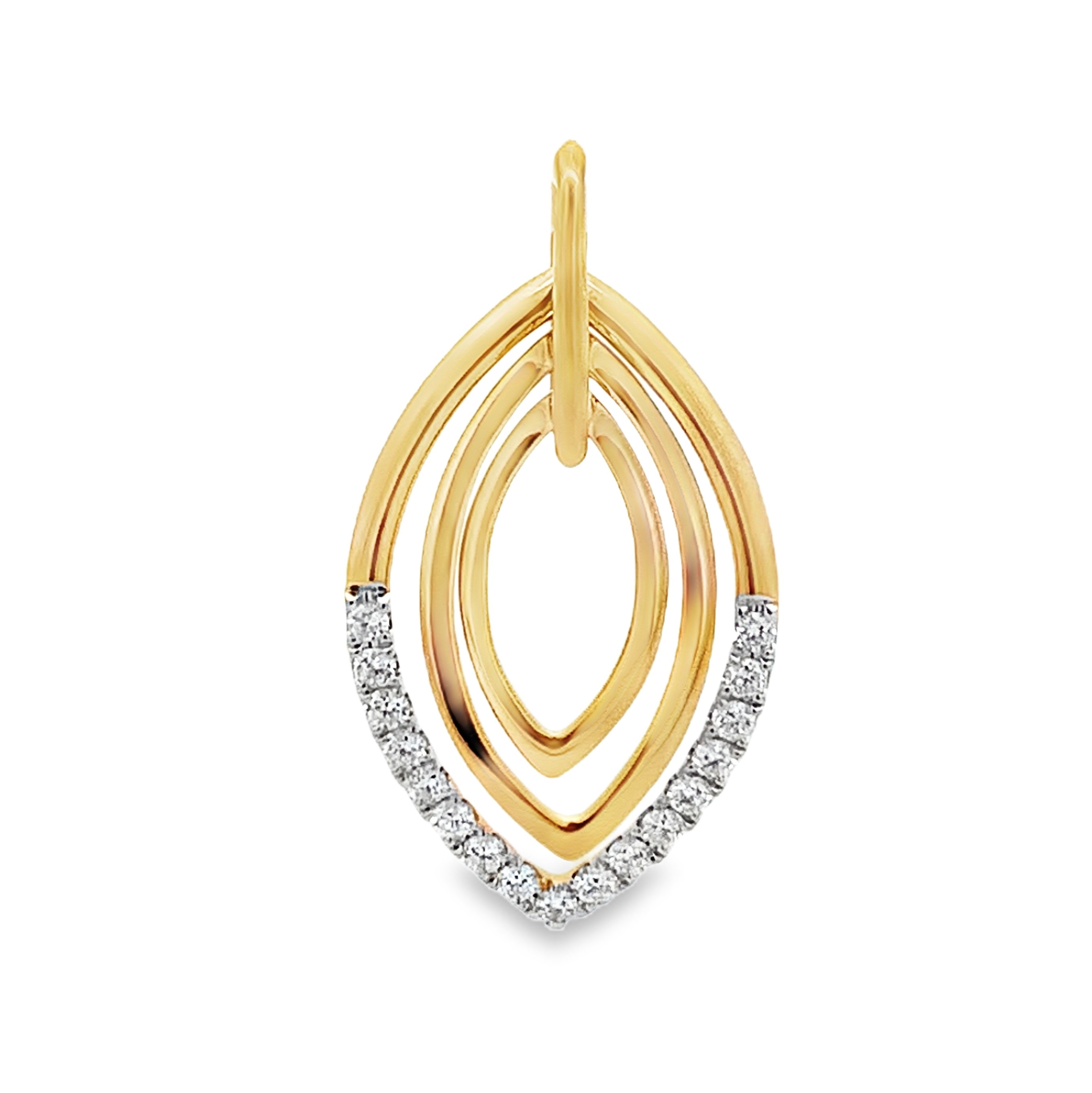 18K Yellow Gold Diamond Marquise-Shaped Pendant