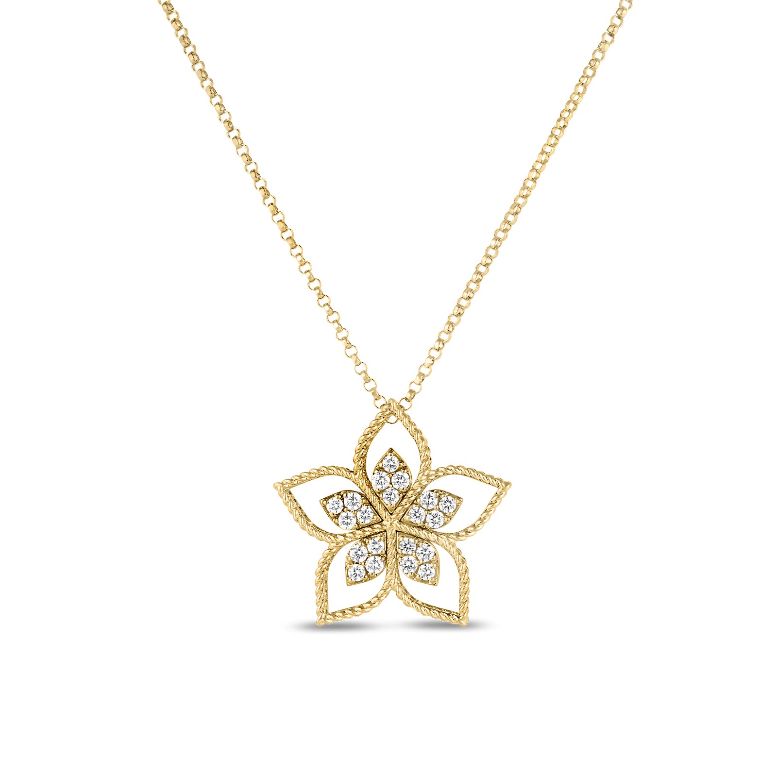 Roberto Coin 18K Yellow Gold Vernazza Open Frame Flower Pendant 002