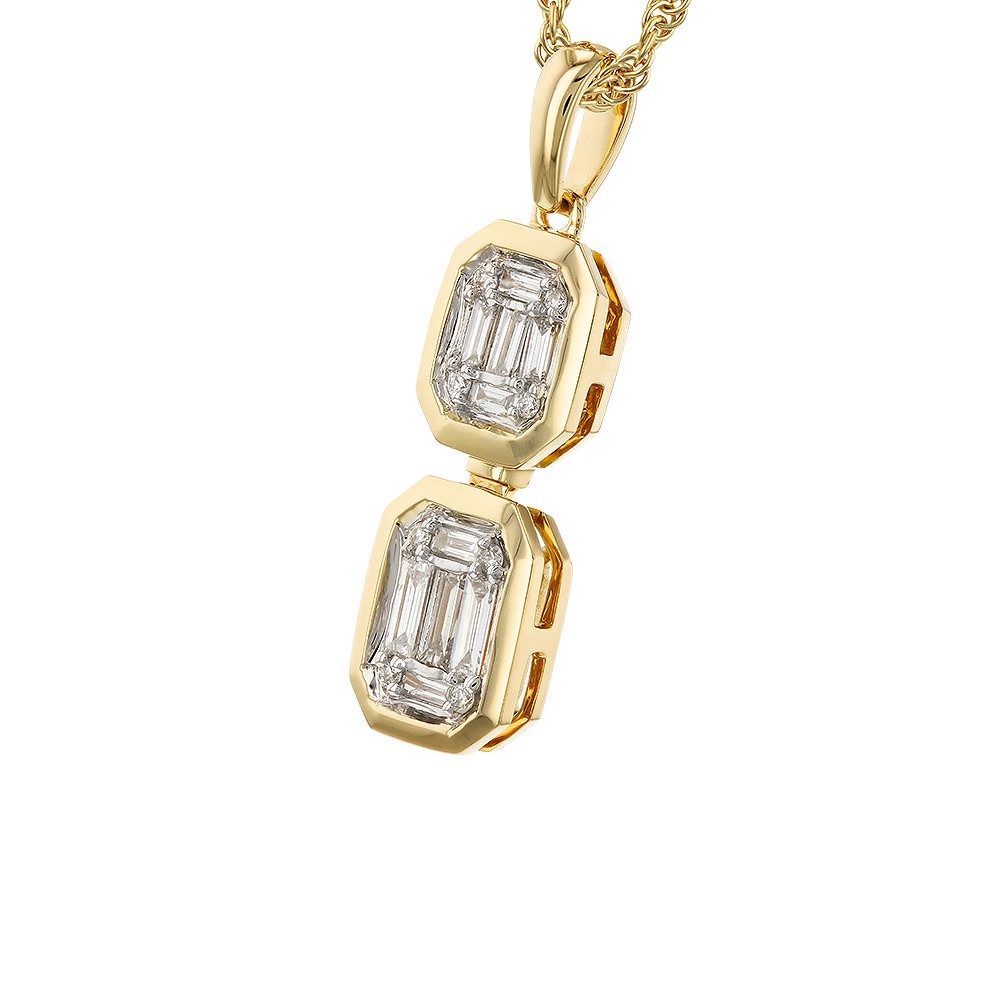 Allison Kaufman 14K Yellow Gold Emerald Shape Diamond Pendant