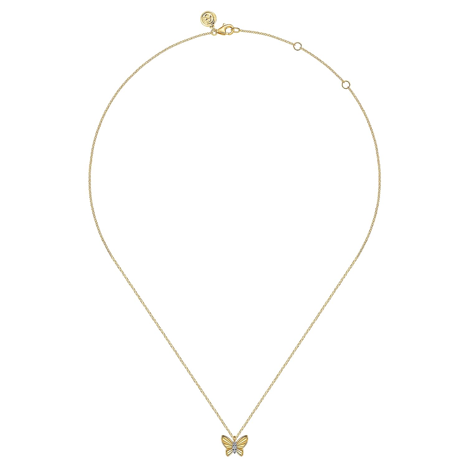 Gabriel & Co. 14K Yellow Gold Diamond Butterfly Pendant