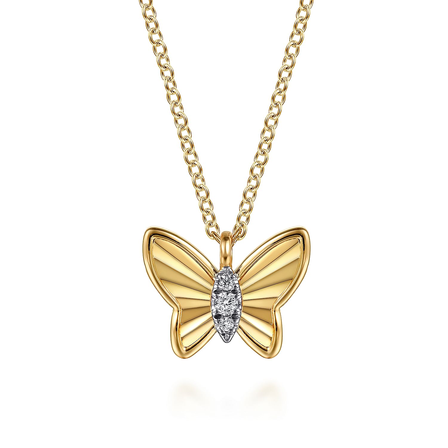 Gabriel & Co. 14K Yellow Gold Diamond Butterfly Pendant