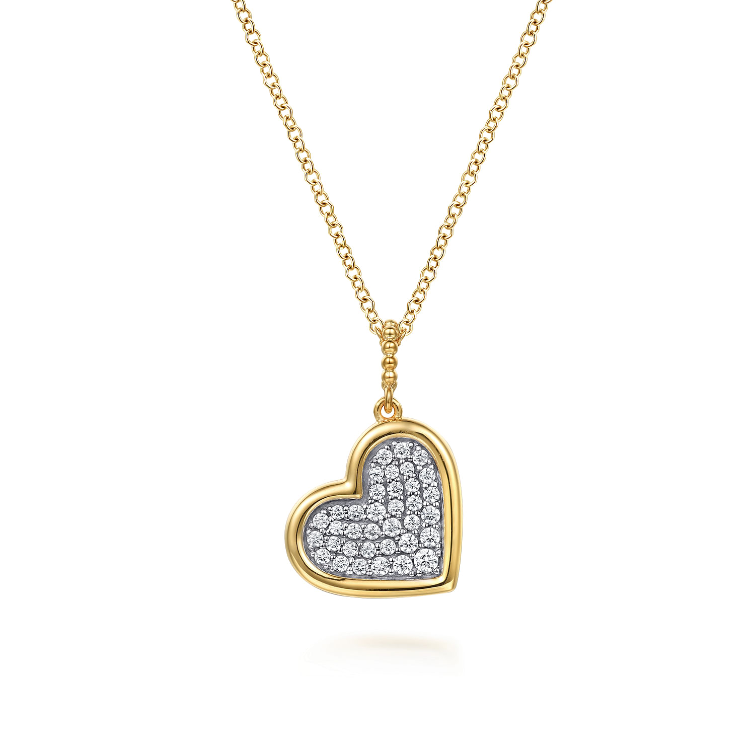 Gabriel & Co. 14K Two-Tone Bujukan Diamond Pave Heart Pendant