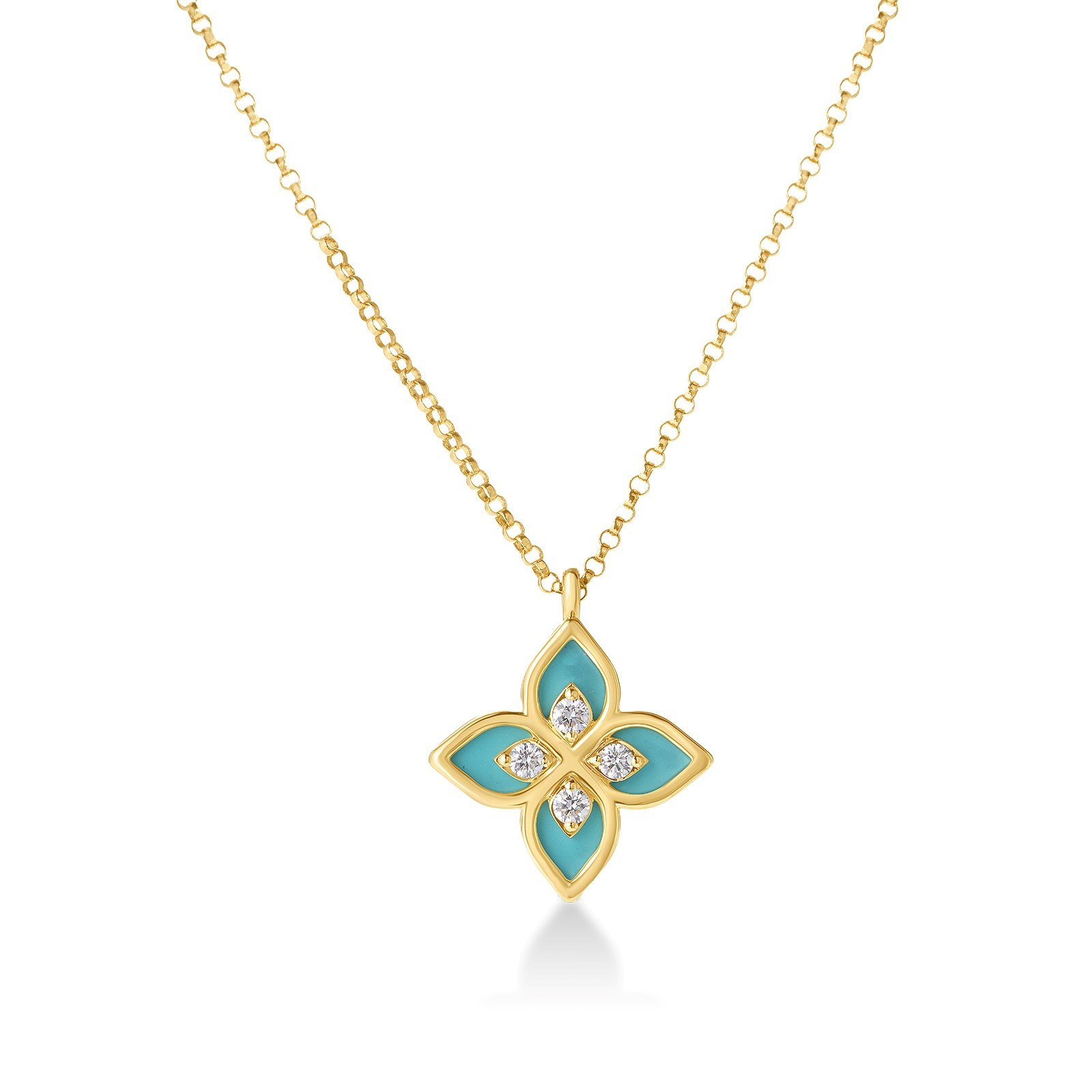 Roberto Coin 18K Yellow Gold Venetian Princess Blue Enamel & Diamond Pendant