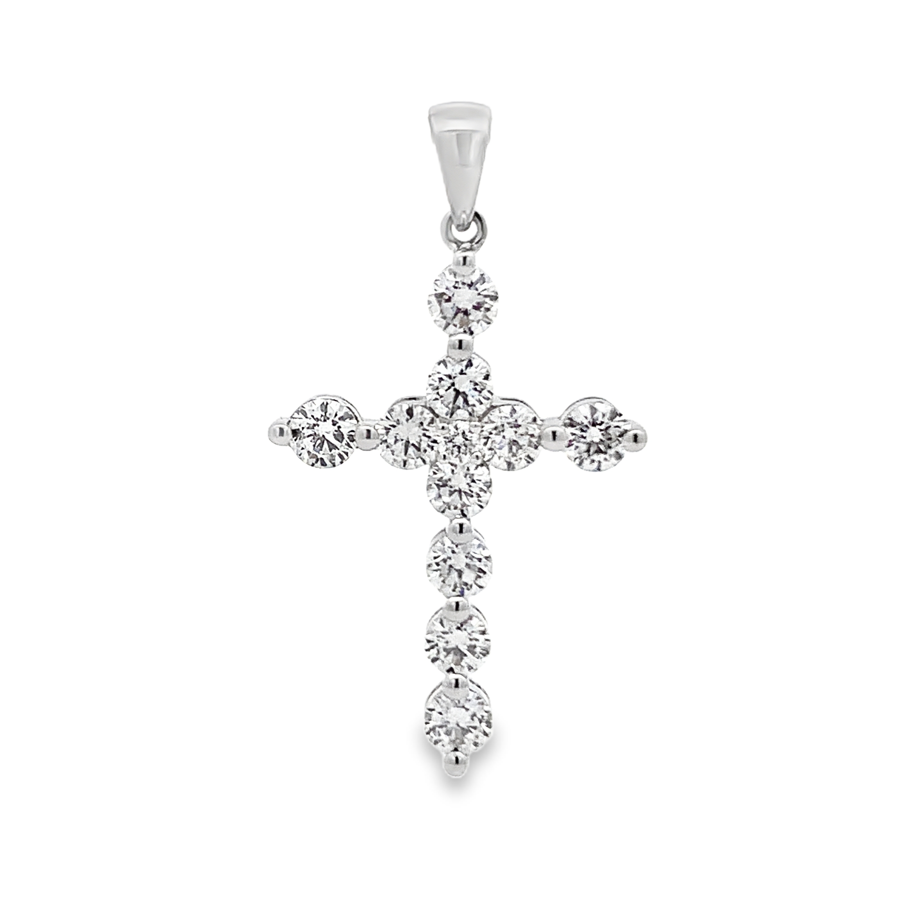 18K White Gold 1.75-Carat Diamond Cross Pendant