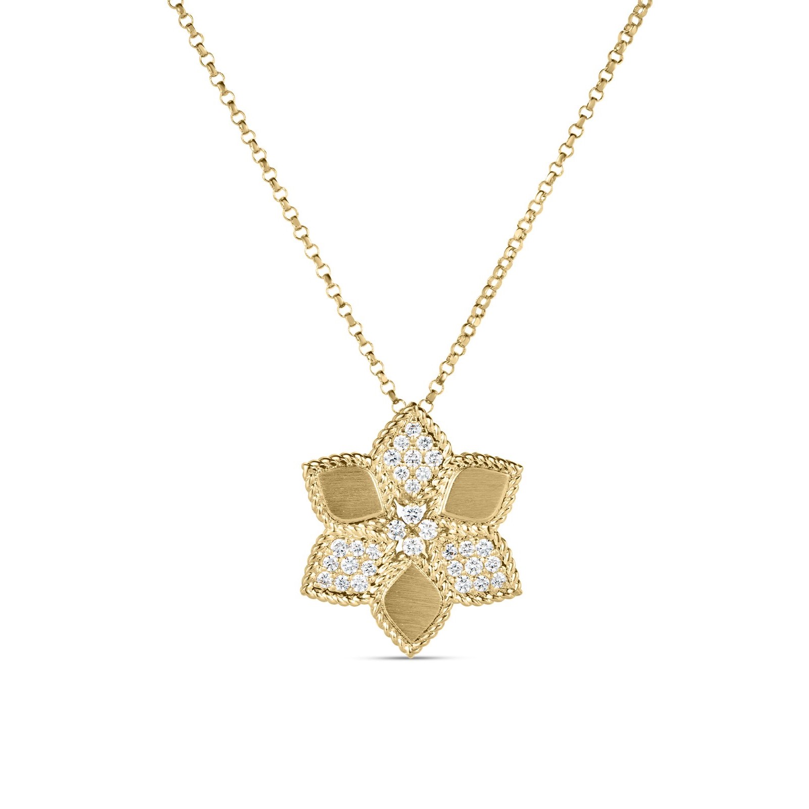 Roberto Coin 18K Yellow Gold Vernazza Diamond & Satin Flower Pendant