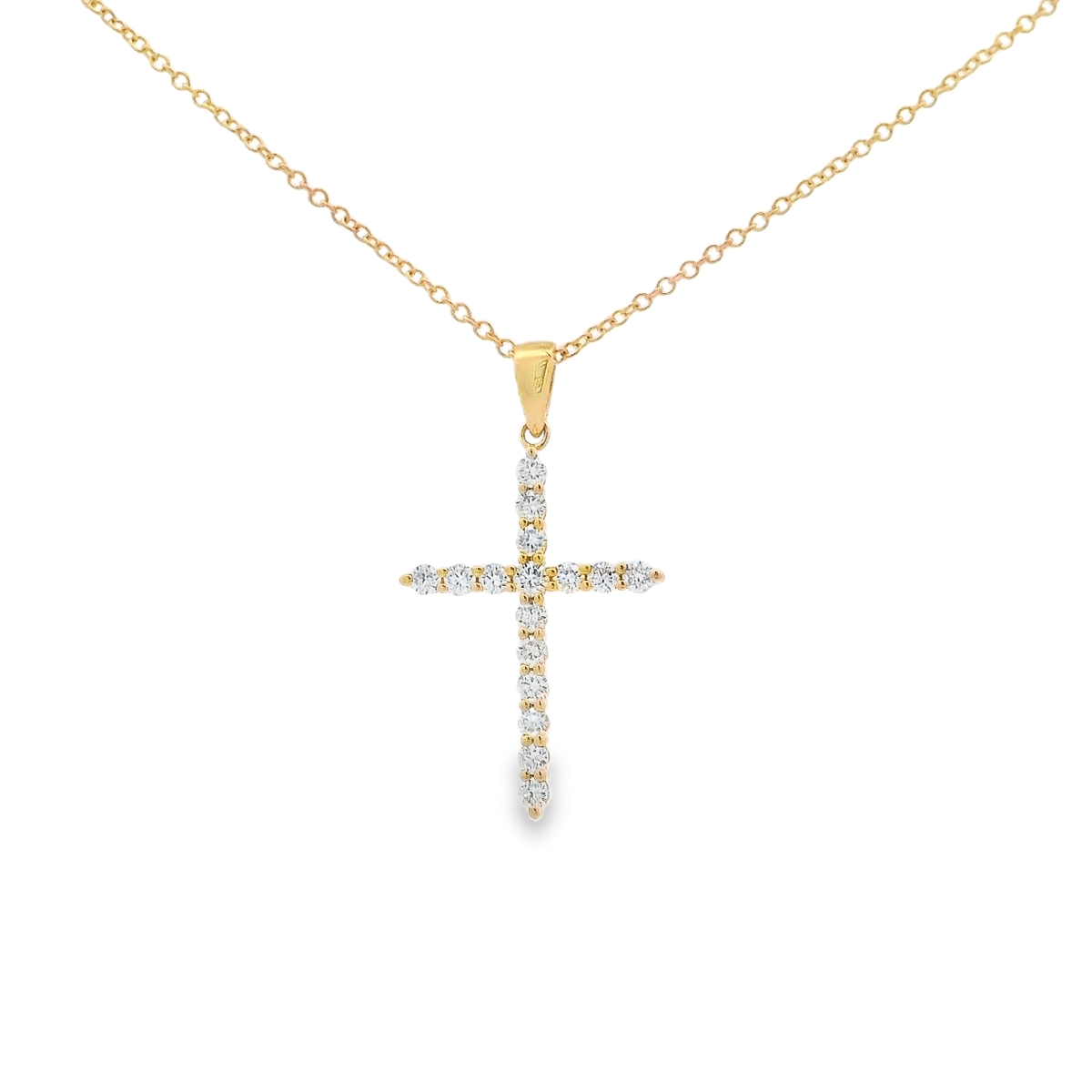 18K Yellow Gold Diamond Cross Pendant