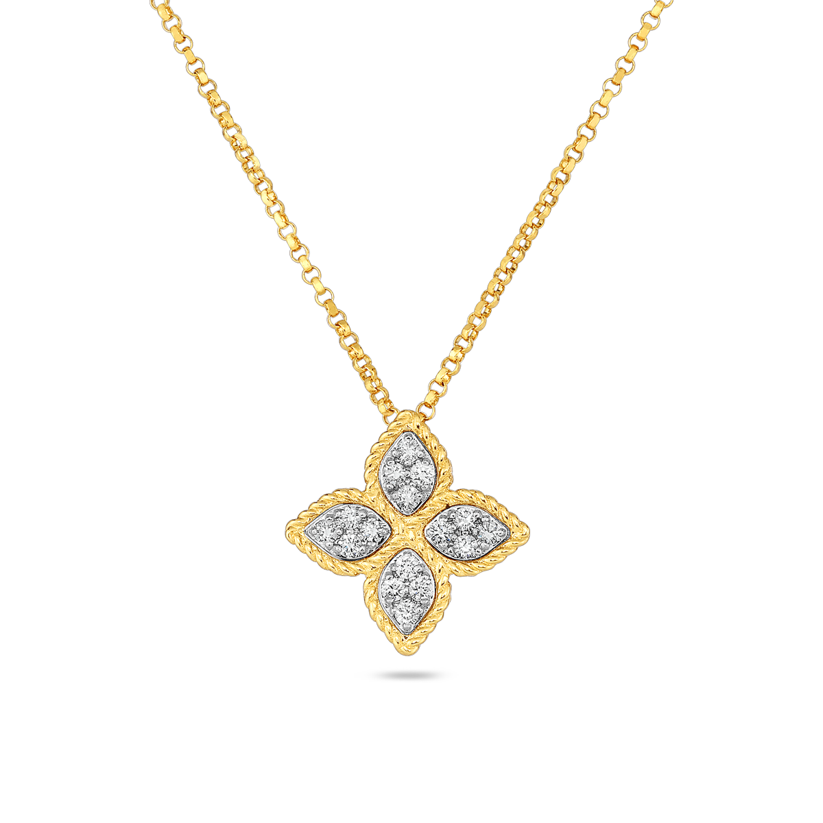 Roberto Coin 18K Two-Tone Princess Flower Medium Diamond Pendant