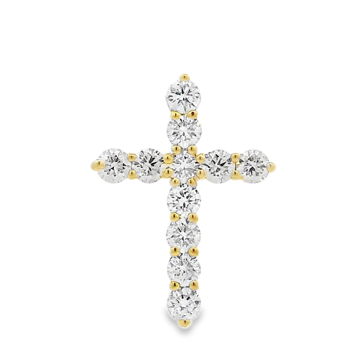 18K Yellow Gold 1.5-Carat Diamond Cross Pendant