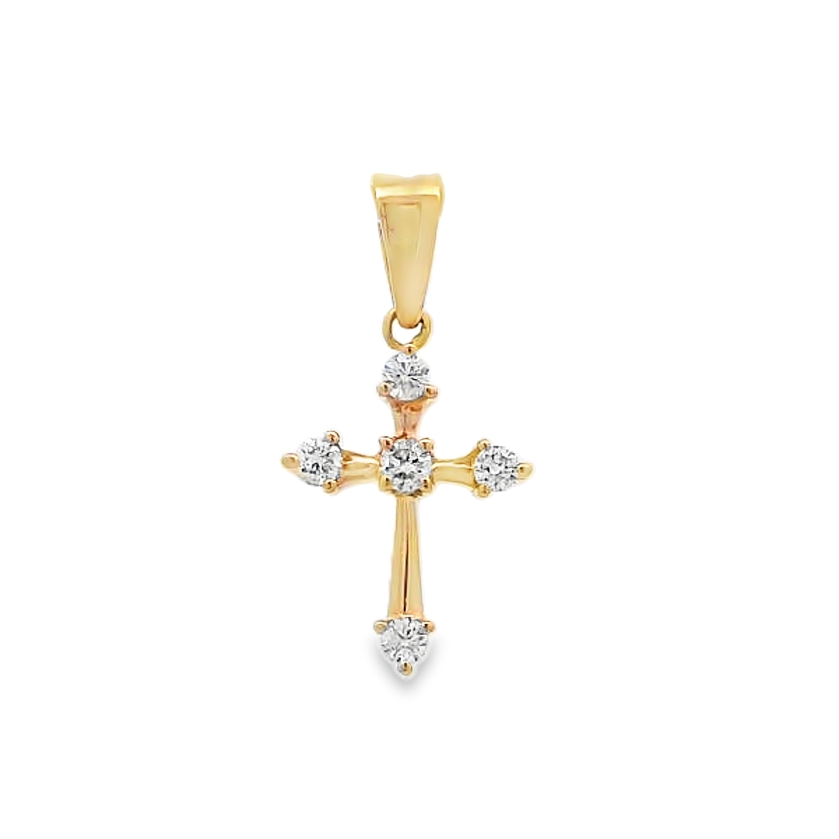 18K Yellow Gold Small Diamond Cross Pendant