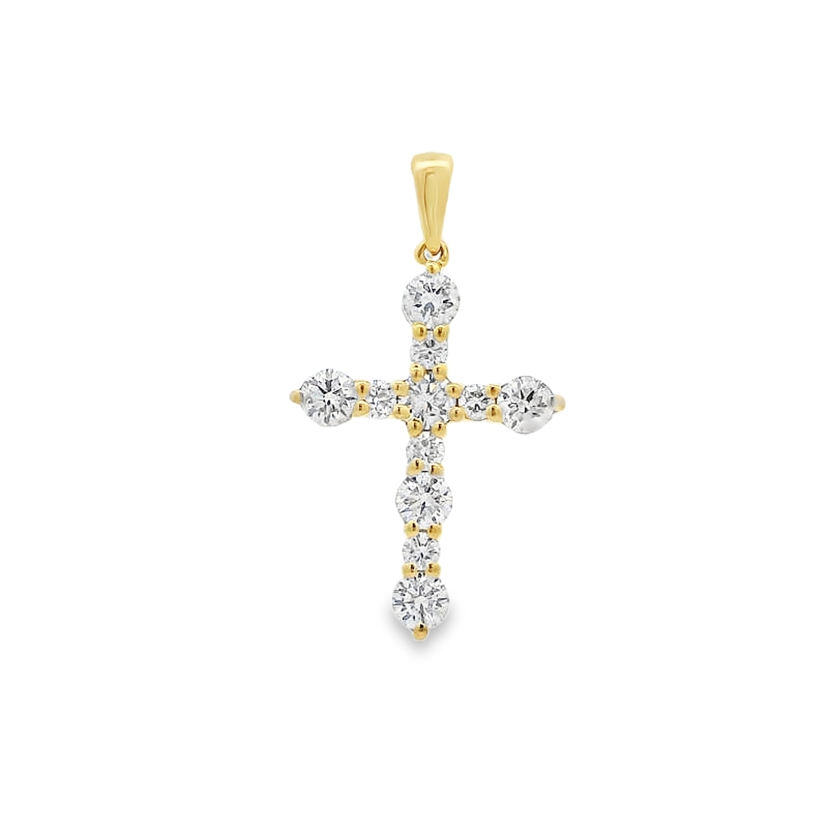 18K Yellow Gold Diamond Cross Pendant