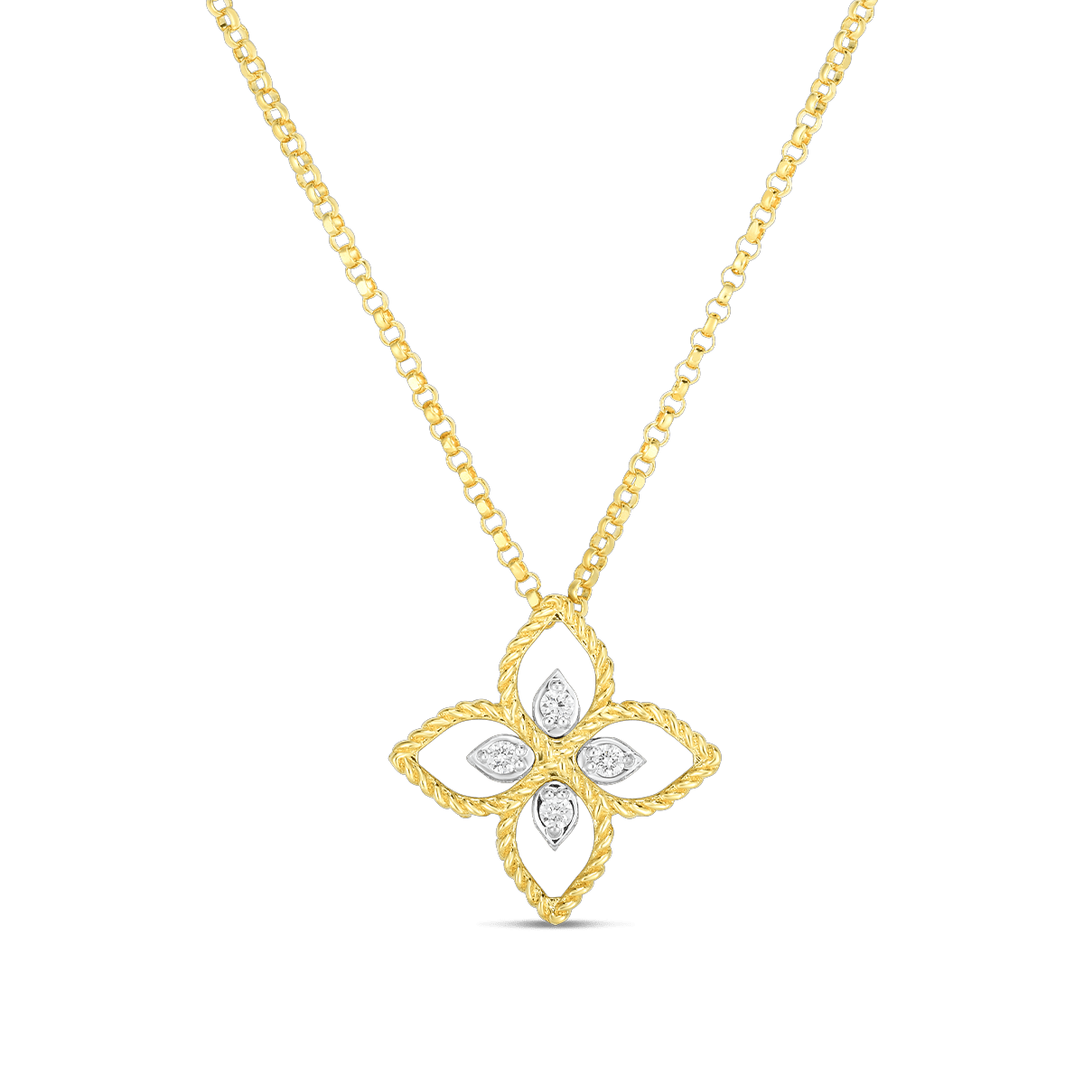 Roberto Coin 18K Two-Tone Principessa Small Diamond Flower Pendant
