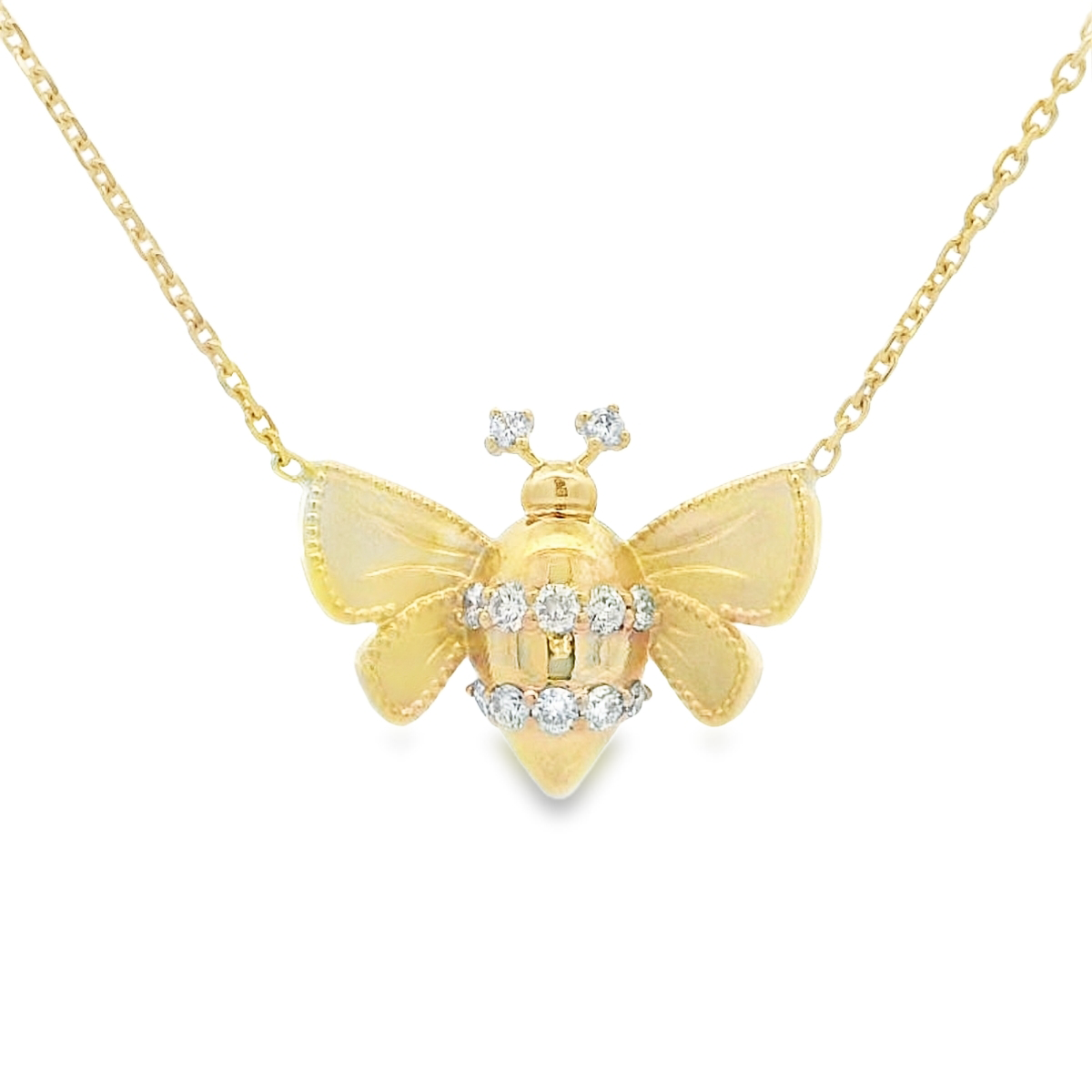 Rudolf Friedmann 14K Yellow Gold Diamond Bee Necklace