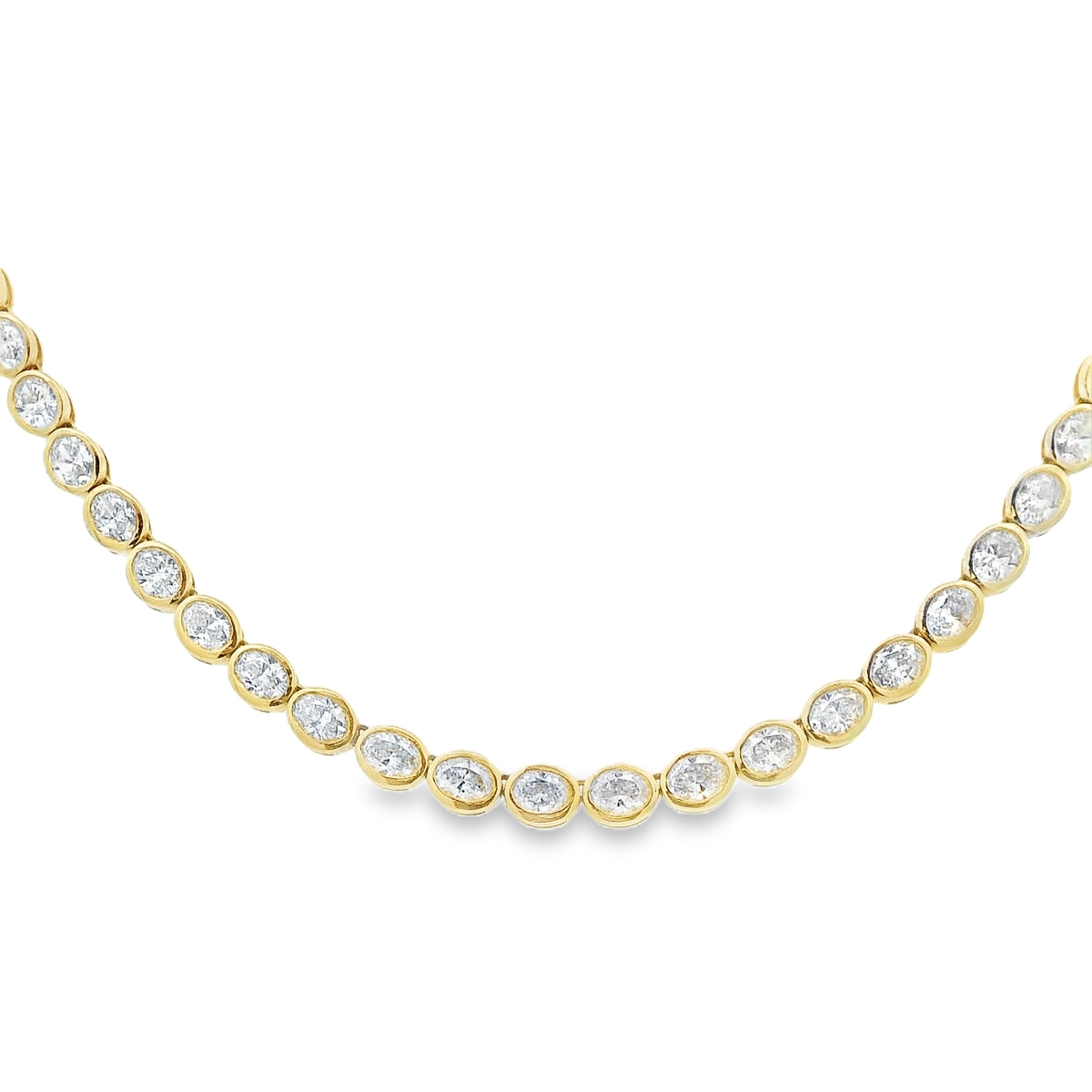 Norman Silverman 18K Yellow Gold East-West Oval Diamond Tennis Necklace