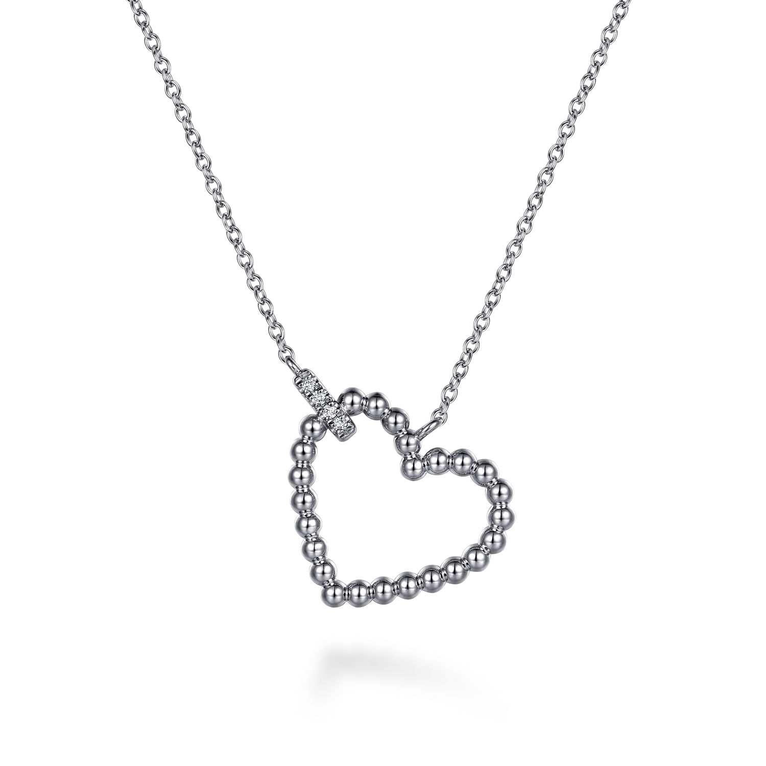 Gabriel & Co. Sterling Silver Bujukan Heart Diamond Pendant