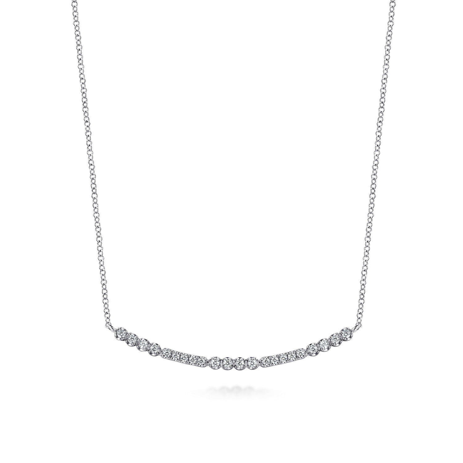 Gabriel & Co. 14K White Gold Lusso Diamond Bar Necklace