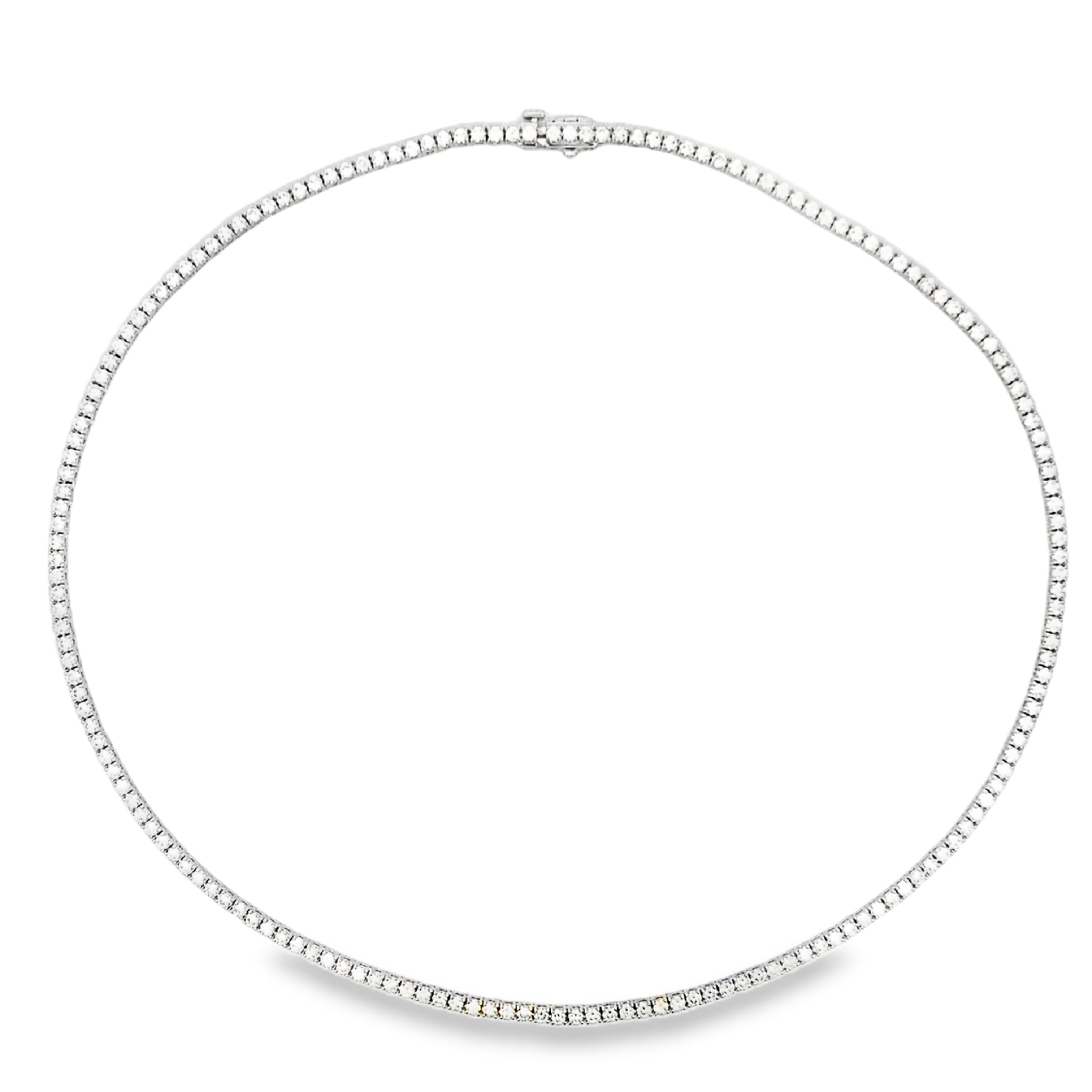 14K White Gold 6.5-Carat Straight-Line Diamond Tennis Necklace