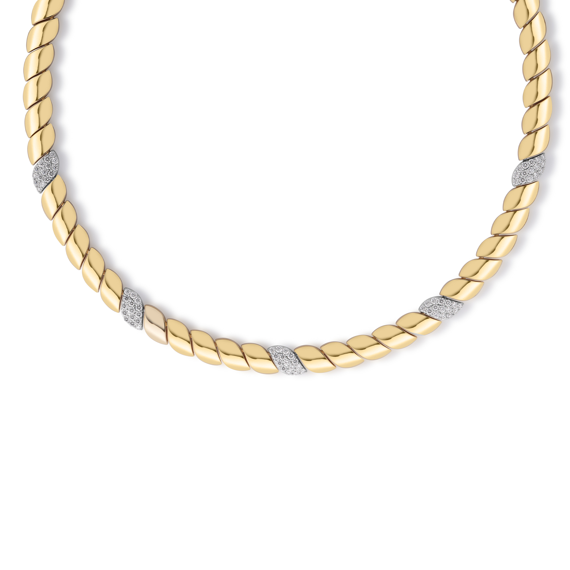 Roberto Coin 18K Yellow and White Gold San Marco Diamond Station Collar Necklace
