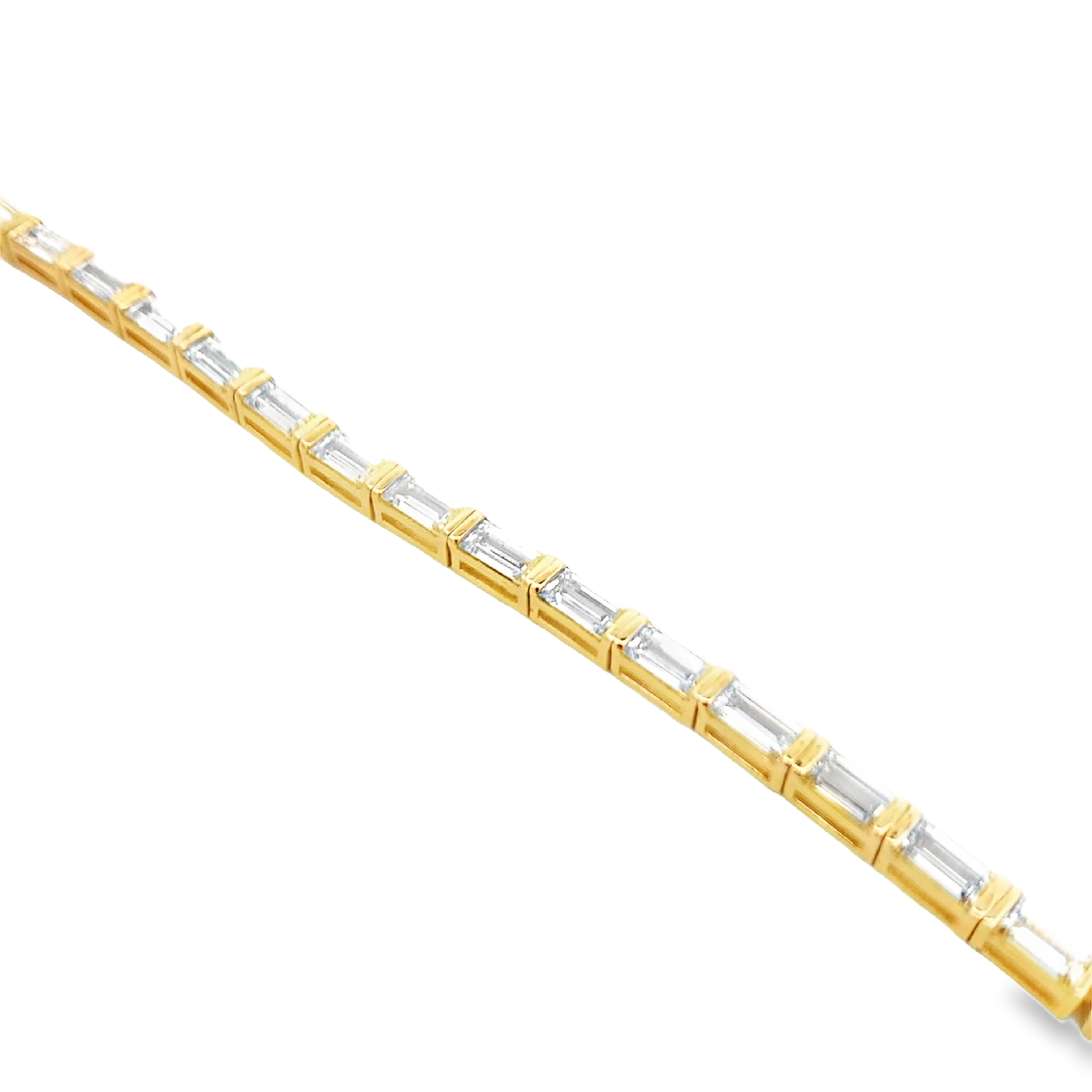 Norman Silverman 18K Yellow Gold East-West Baguette Diamond Tennis Necklace