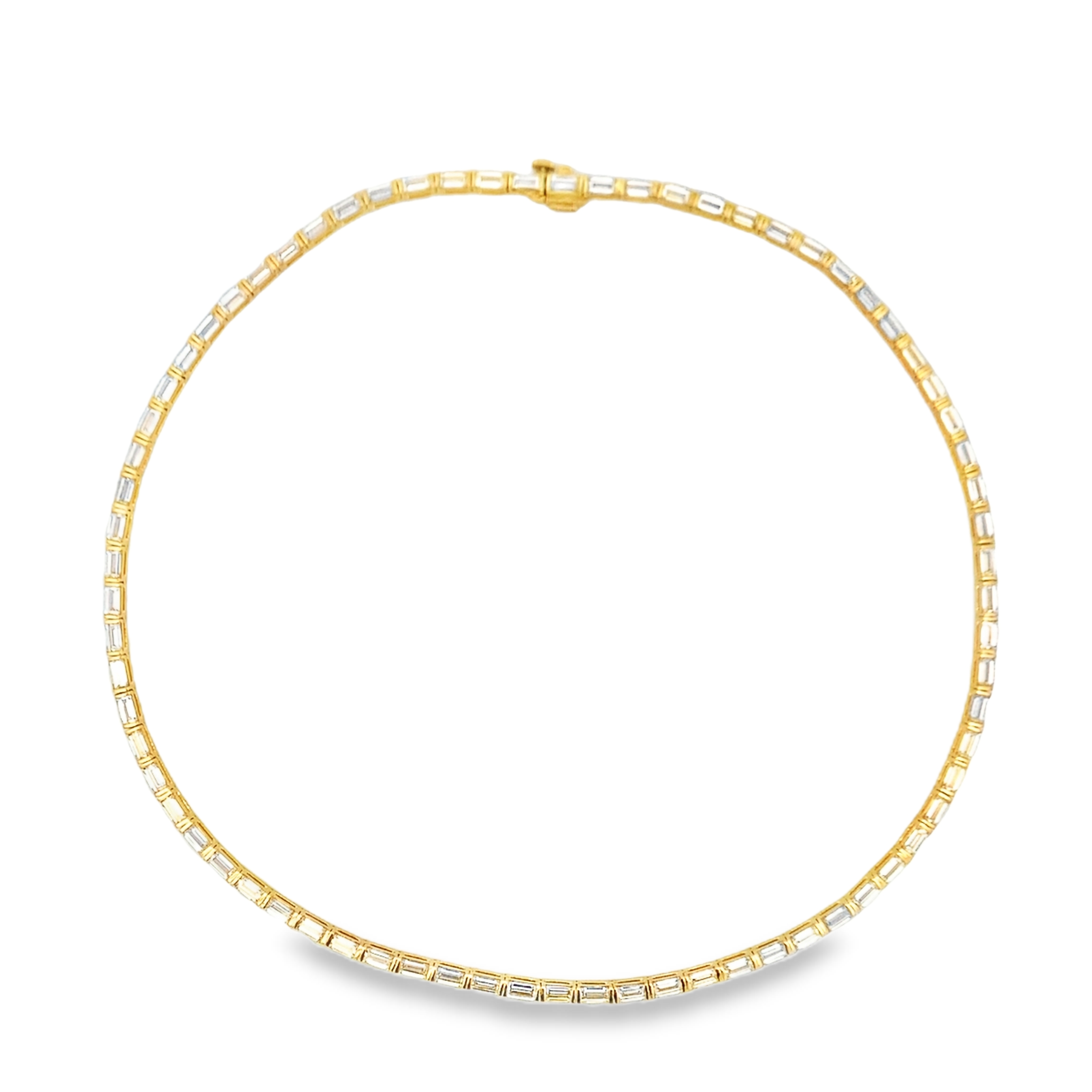 Norman Silverman 18K Yellow Gold East-West Baguette Diamond Tennis Necklace