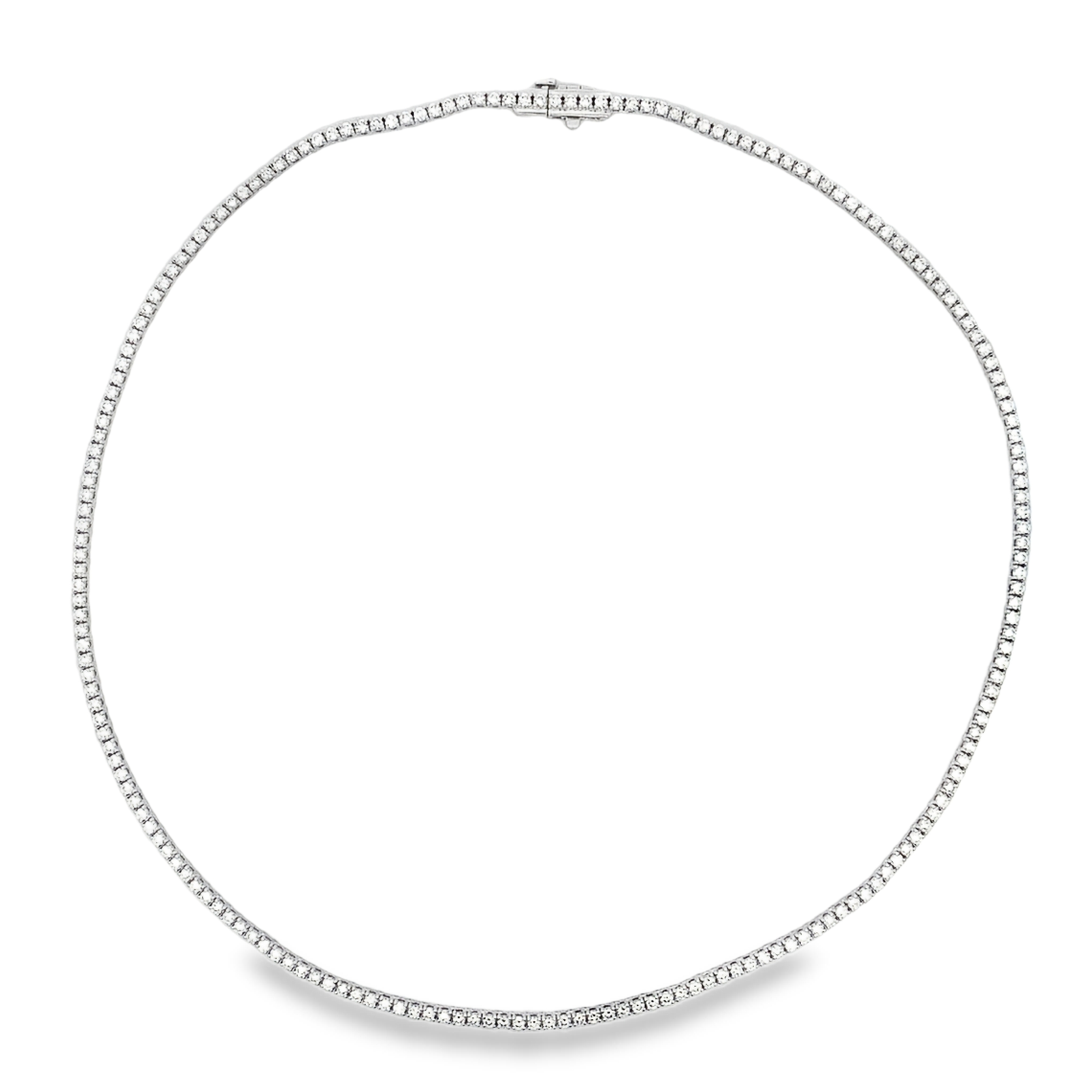 14K White Gold 5-Carat Straight-Line Diamond Tennis Necklace