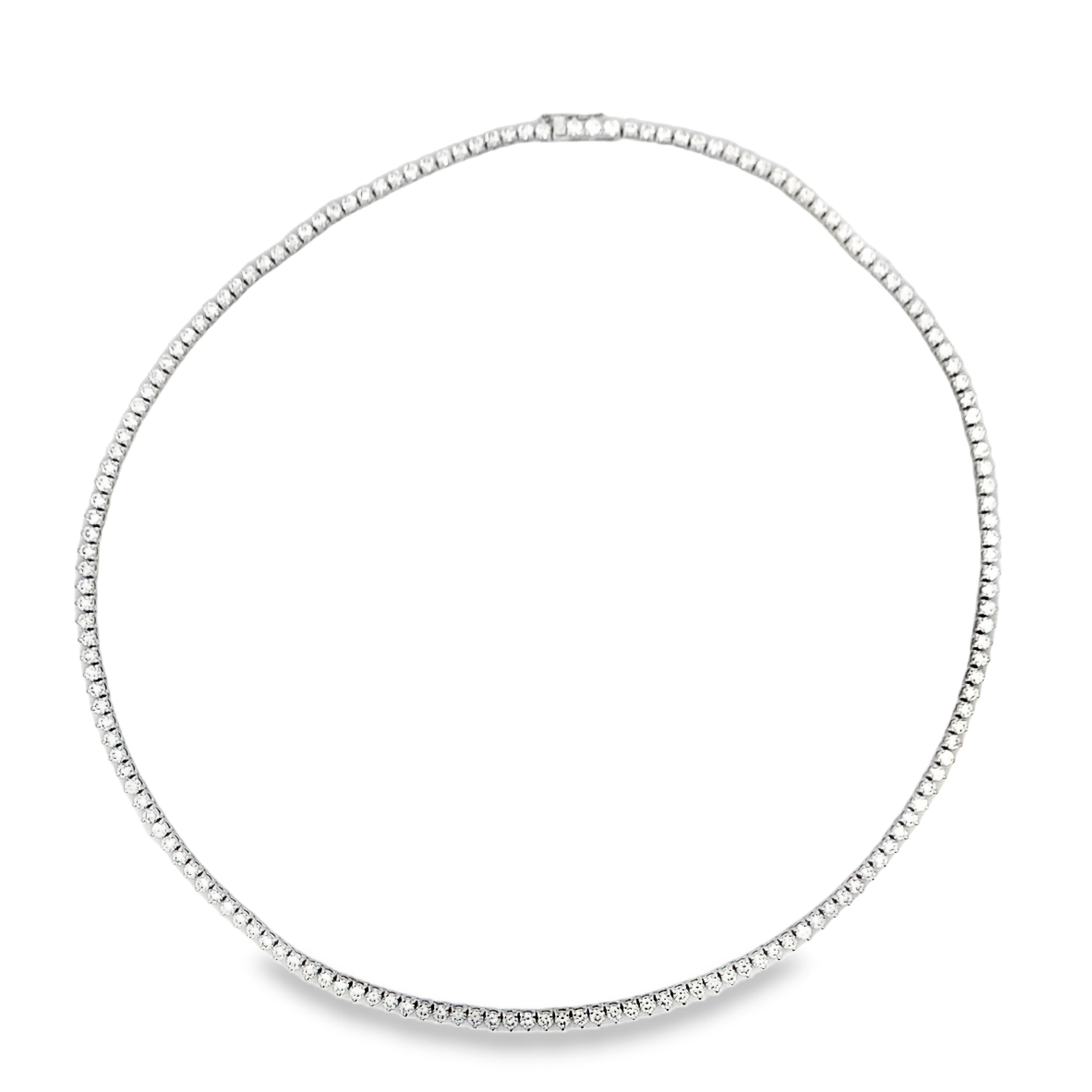 Norman Silverman 18K White Gold 7-Carat 3-Prong Diamond Tennis Necklace