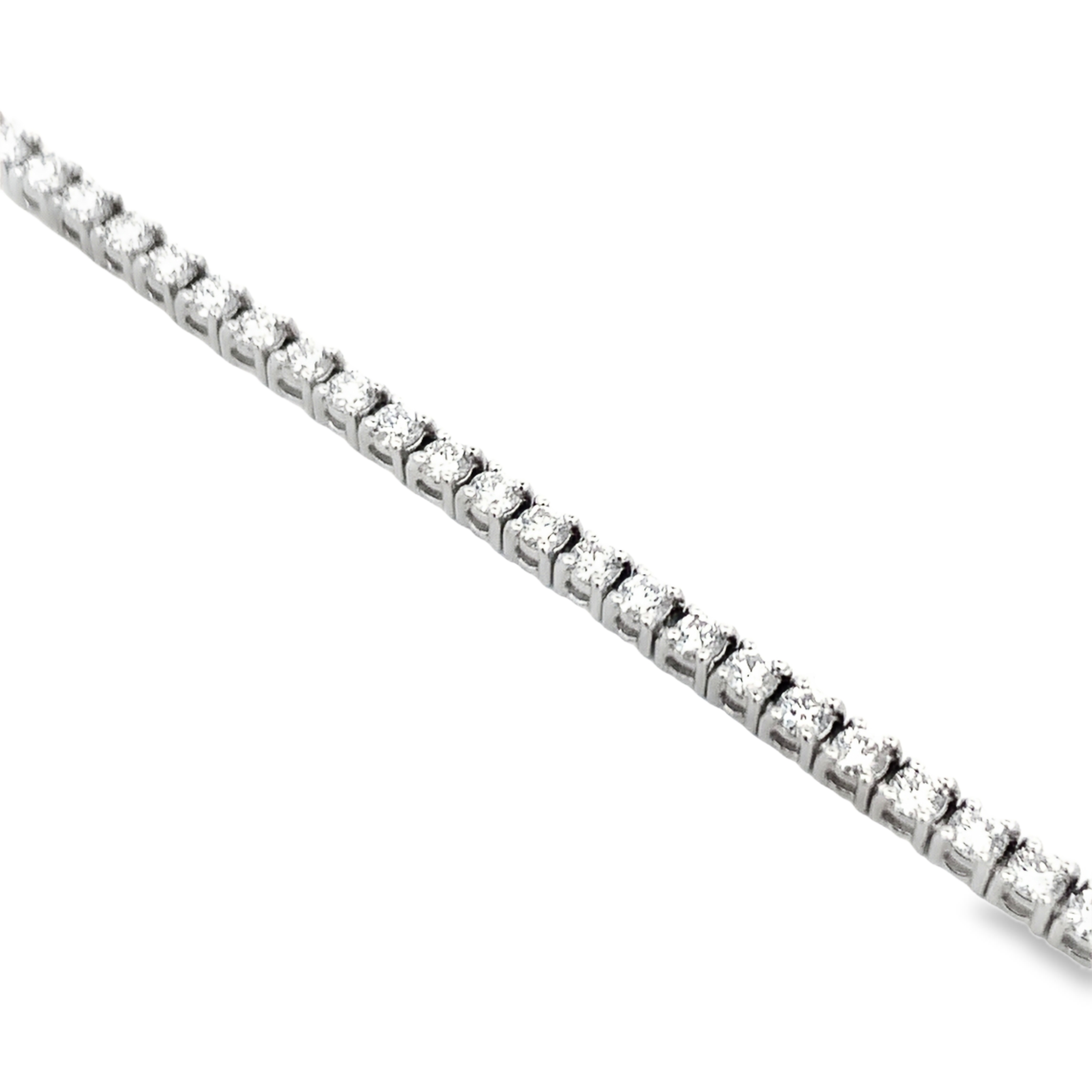Norman Silverman 18K White Gold 5-Carat 4-Prong Diamond Tennis Necklace