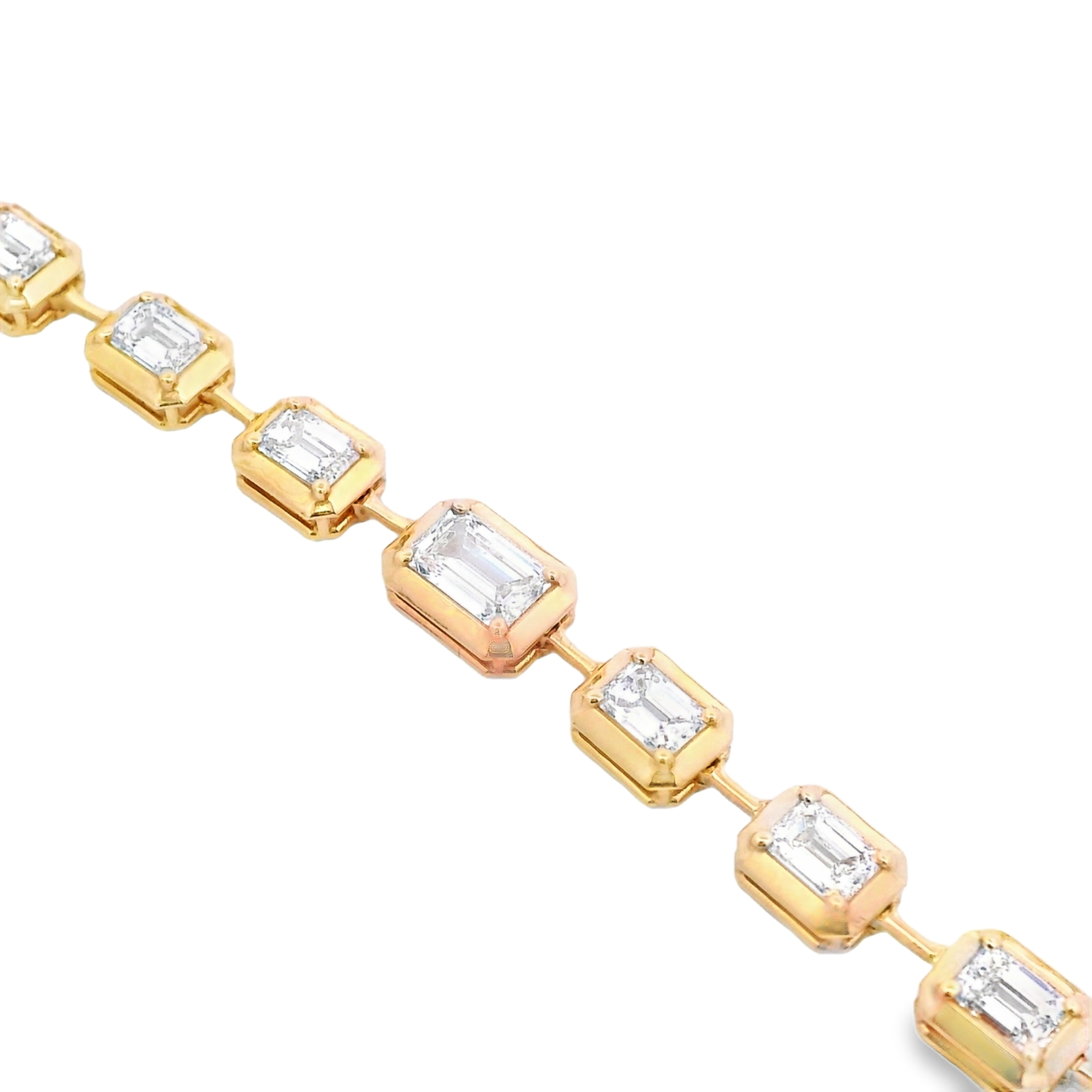 Norman Silverman 18K Yellow Gold Emerald-Cut Diamond Bezel Stations Necklace