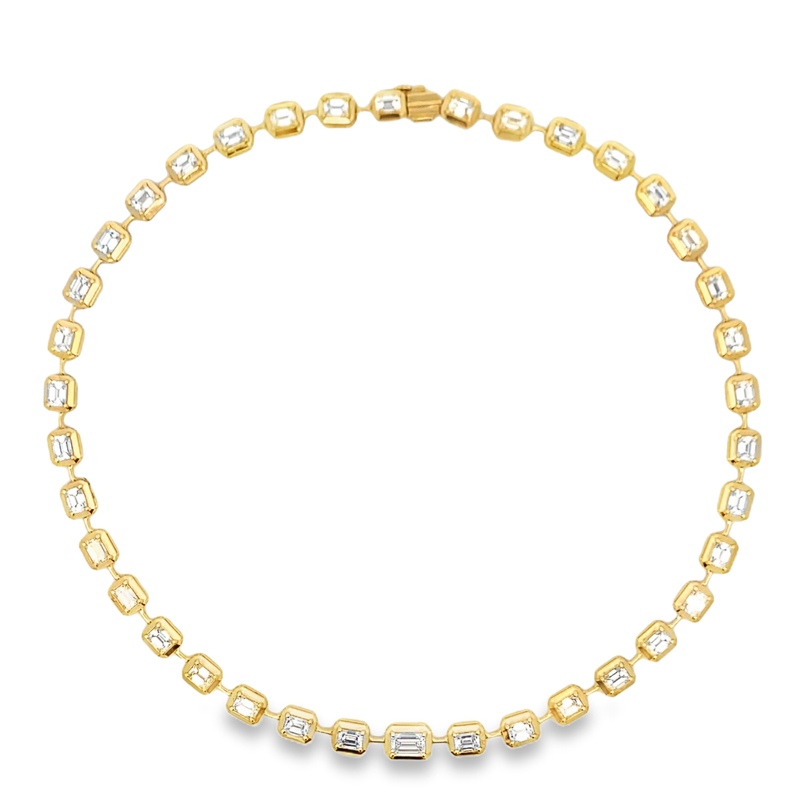 Norman Silverman 18K Yellow Gold Emerald-Cut Diamond Bezel Stations Necklace