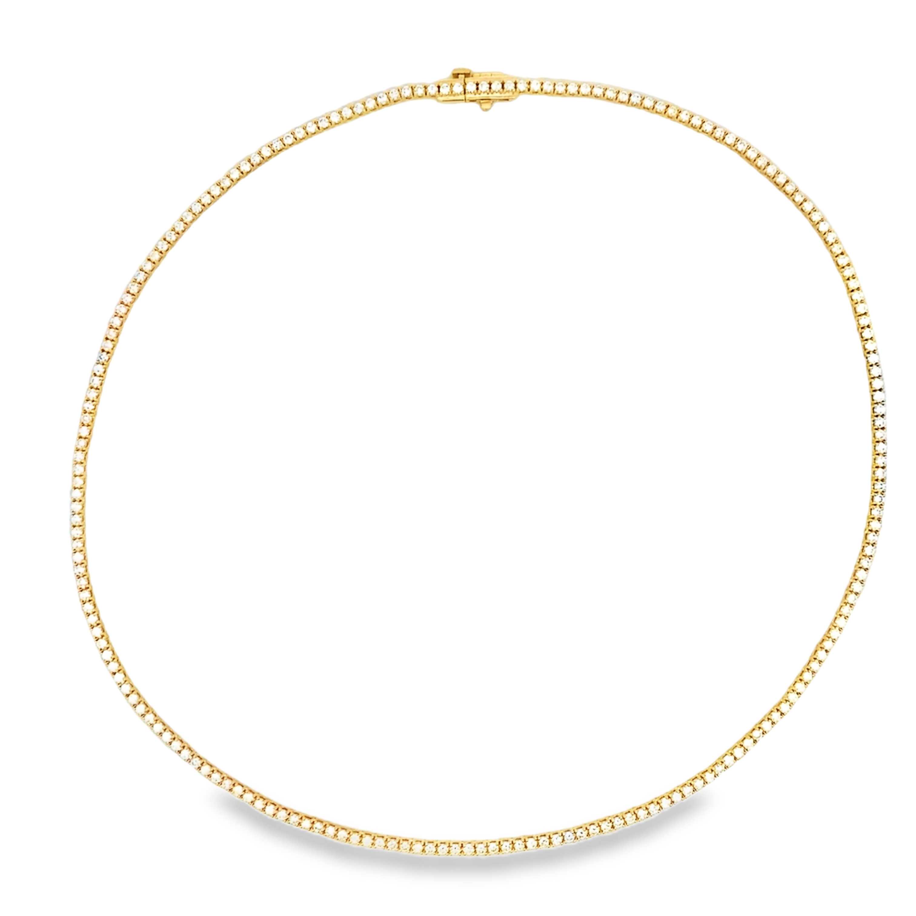 14K Yellow Gold 4.5-Carat Straight-Line Diamond Tennis Necklace