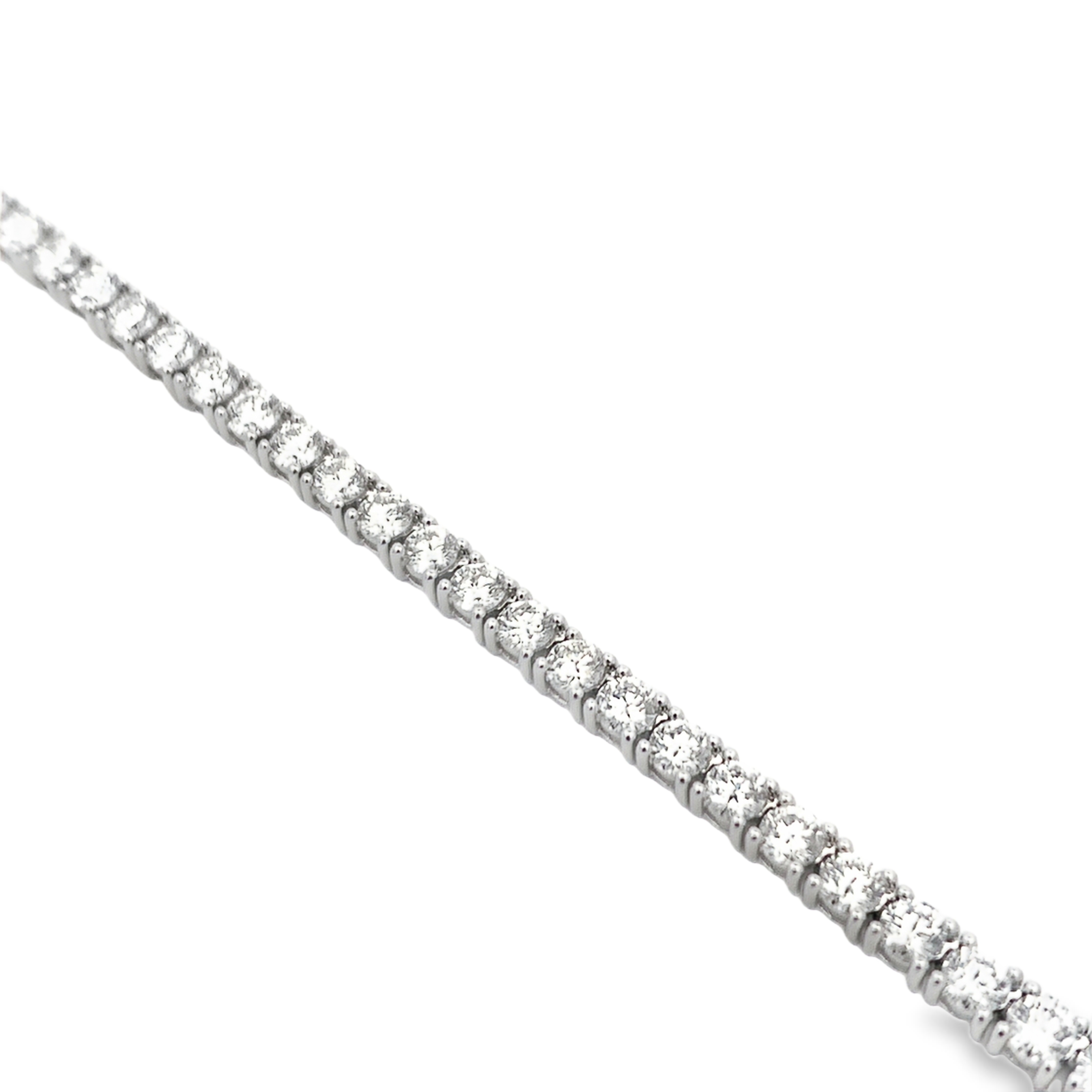 14K White Gold 10.5-Carat Straight-Line Diamond Tennis Necklace