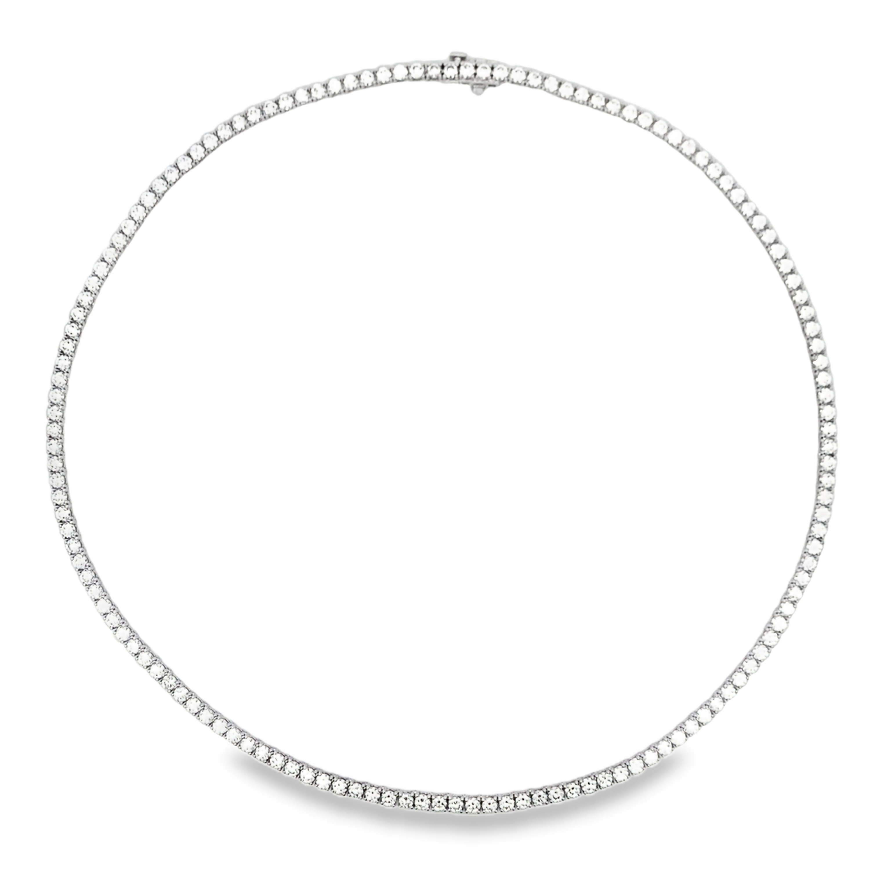 14K White Gold 10.5-Carat Straight-Line Diamond Tennis Necklace