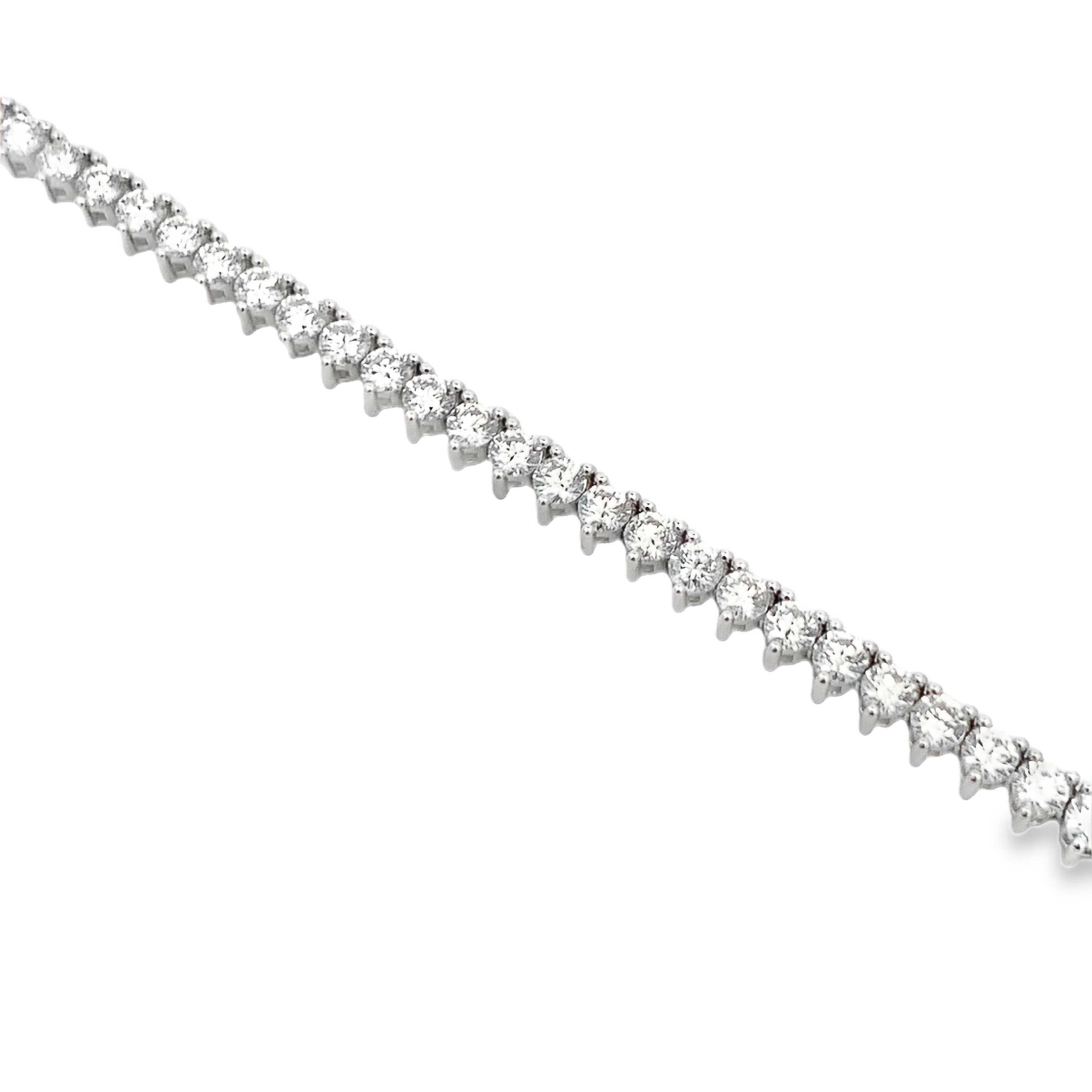 14K White Gold 7-Carat 3-Prong Diamond Tennis Necklace