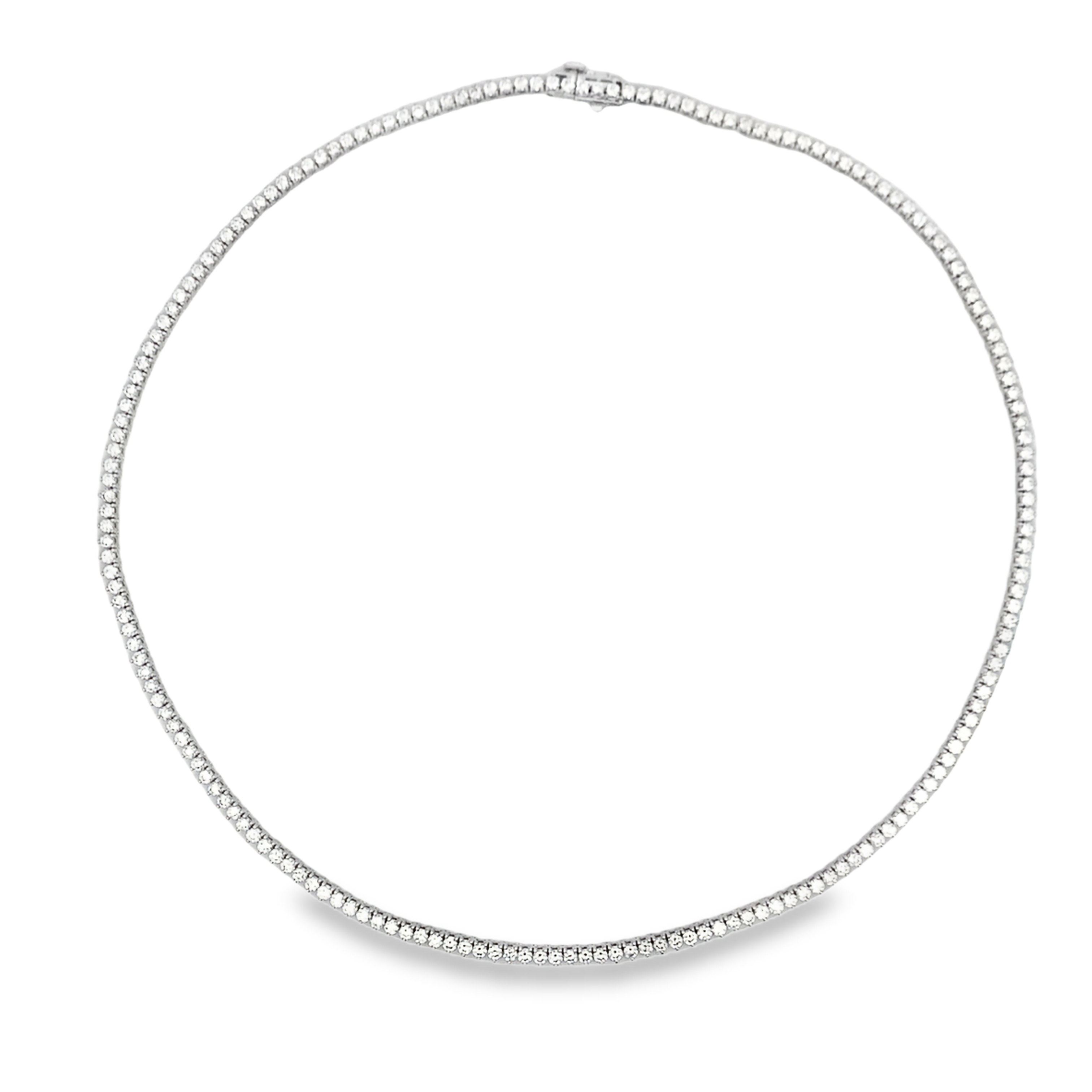 14K White Gold 7-Carat 3-Prong Diamond Tennis Necklace