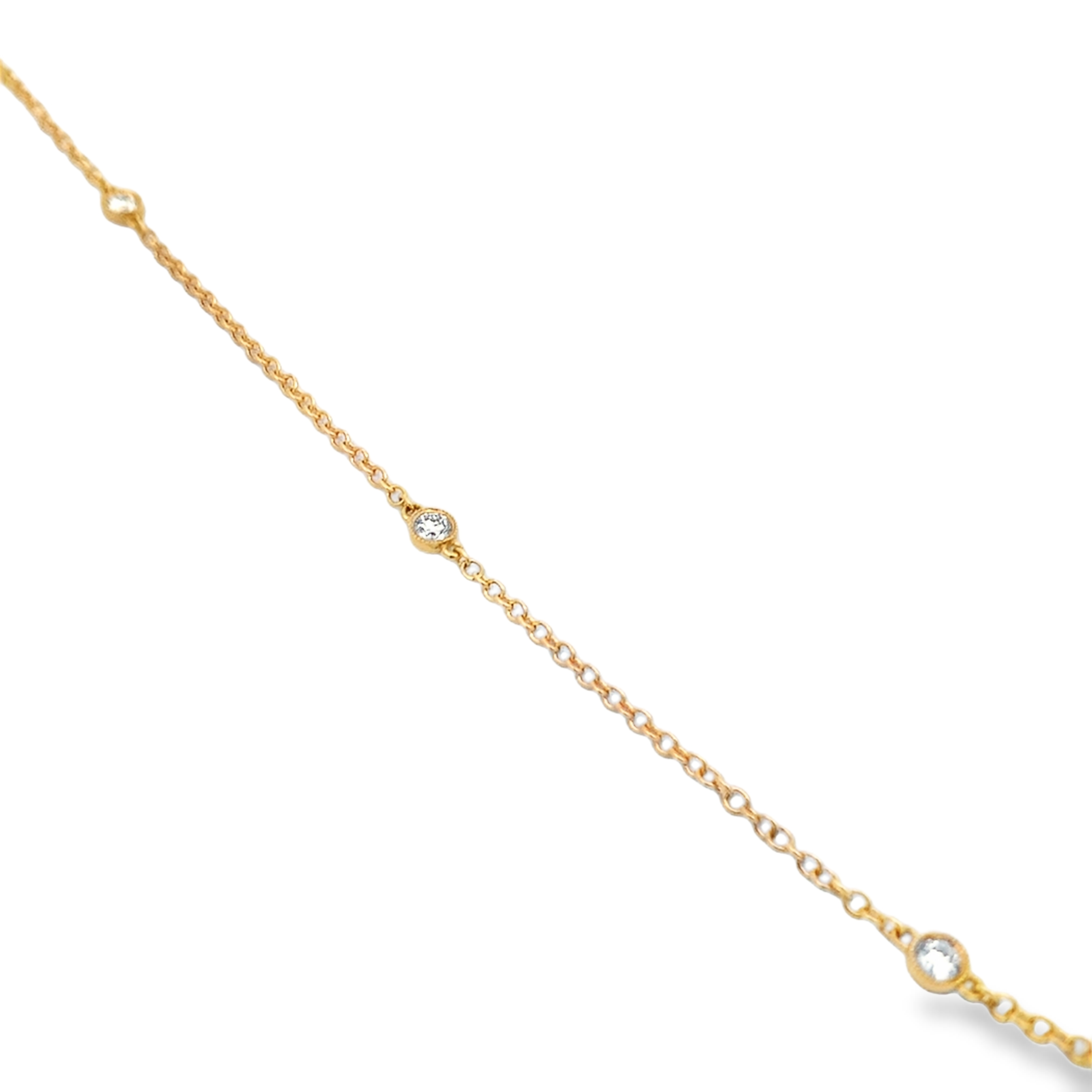 18K Yellow Gold 8-Station Diamonds By The Yard Milgrain Bezel Necklace
