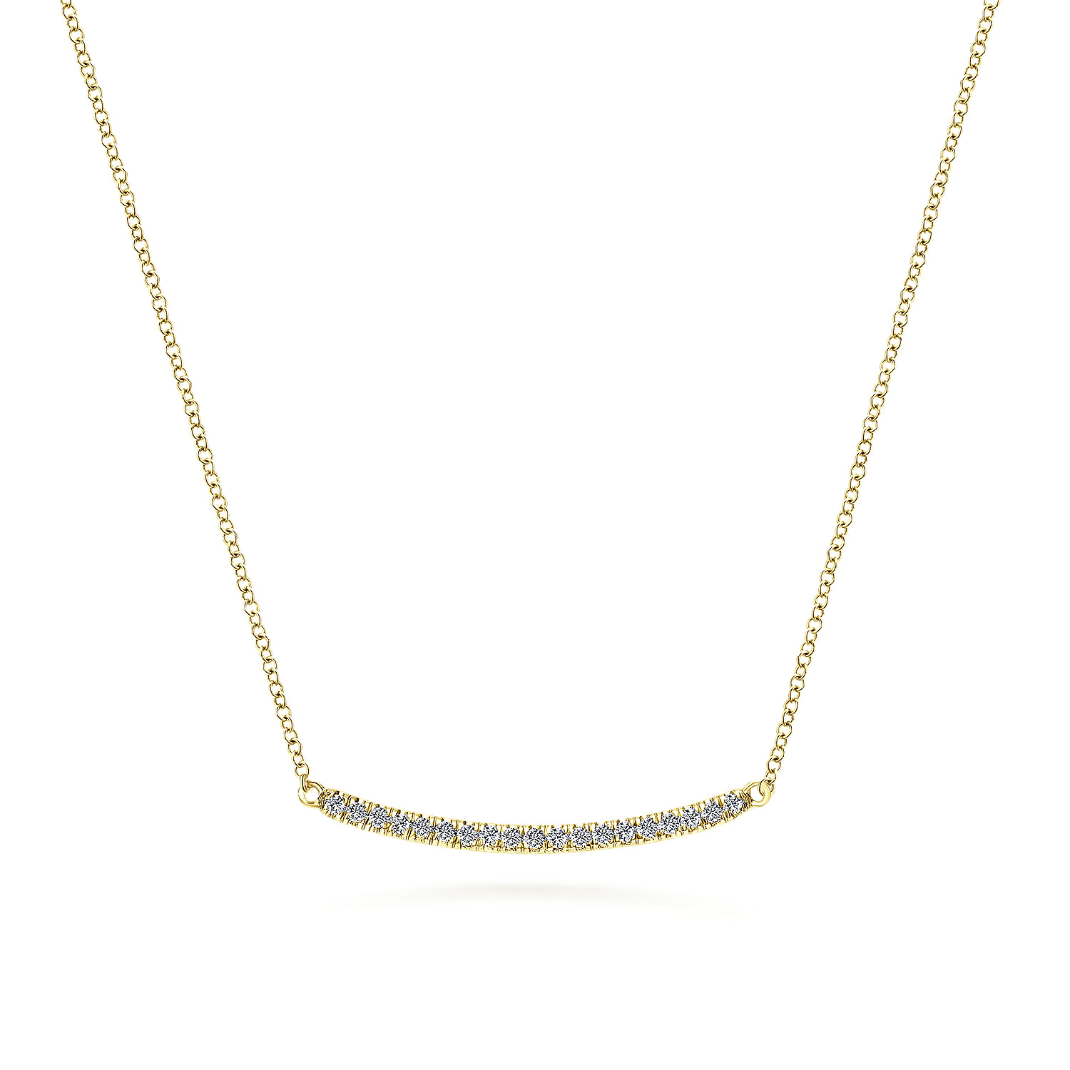Gabriel & Co. 14K Yellow Gold Diamond Pavé Curved Bar Necklace
