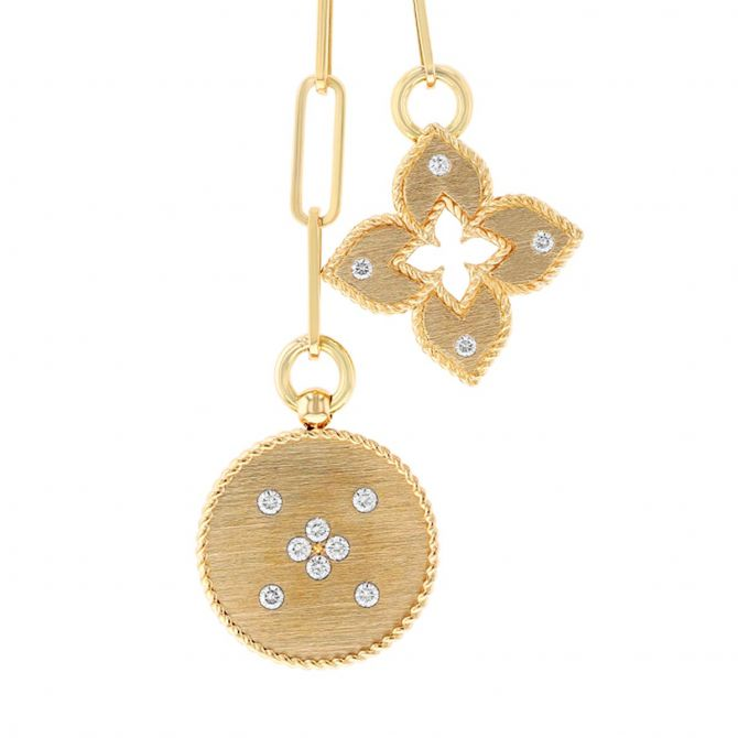 Roberto Coin 18K Yellow Gold Venetian Princess Double Medallion Diamond Necklace
